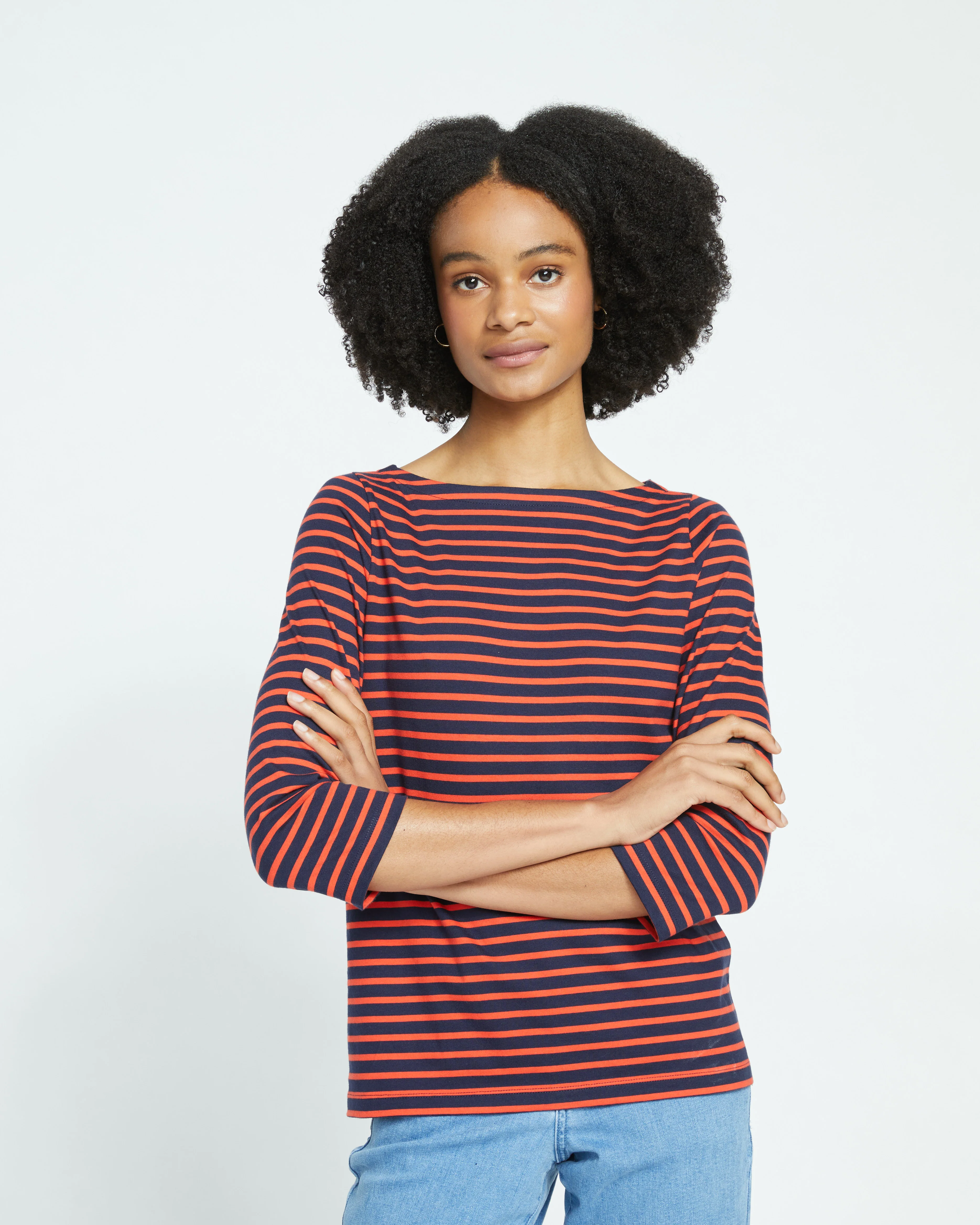Belle Breton Stripe Jersey Tee - Navy/Red Stripe - Image 3