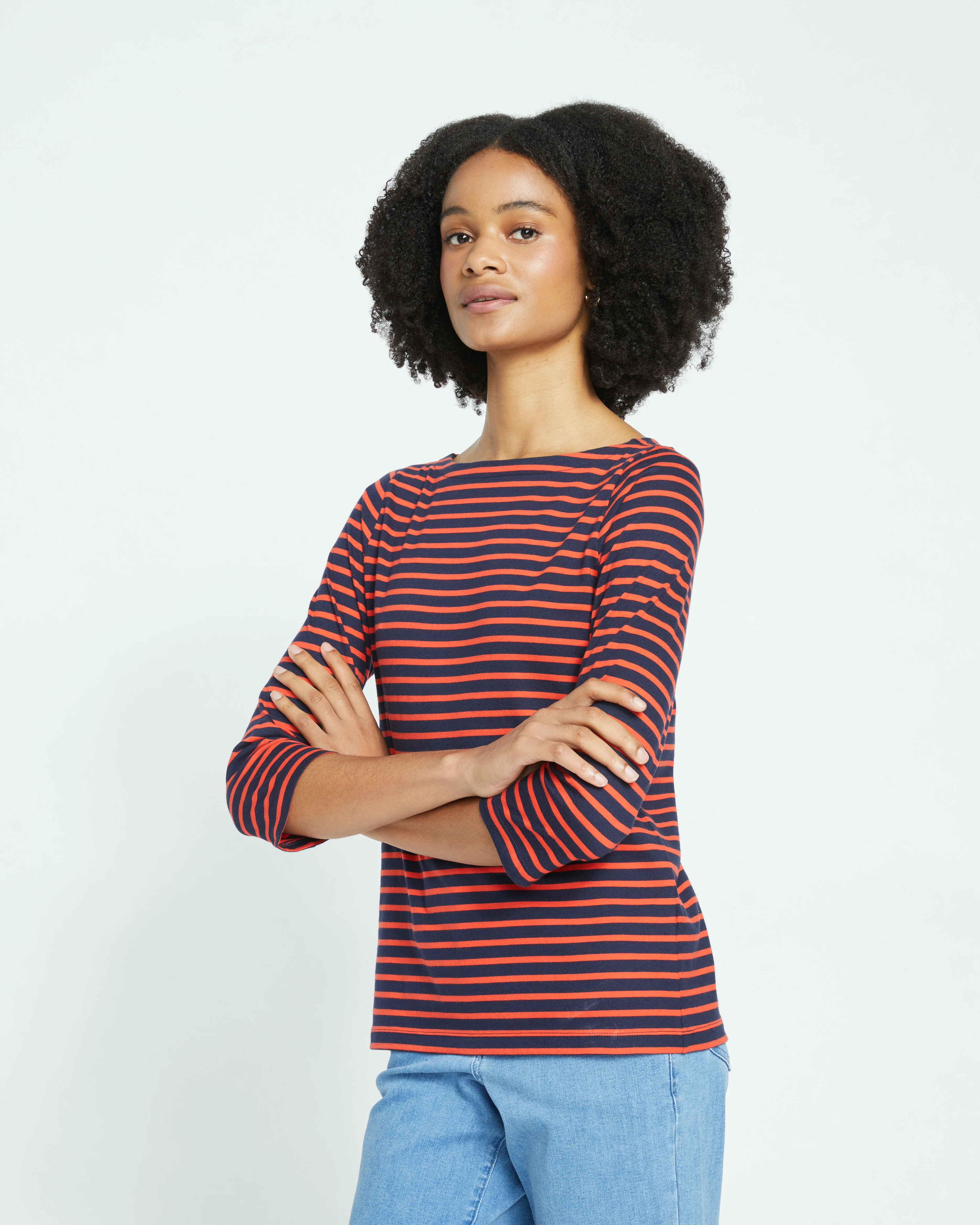Belle Breton Stripe Jersey Tee - Navy/Red Stripe - Image 4