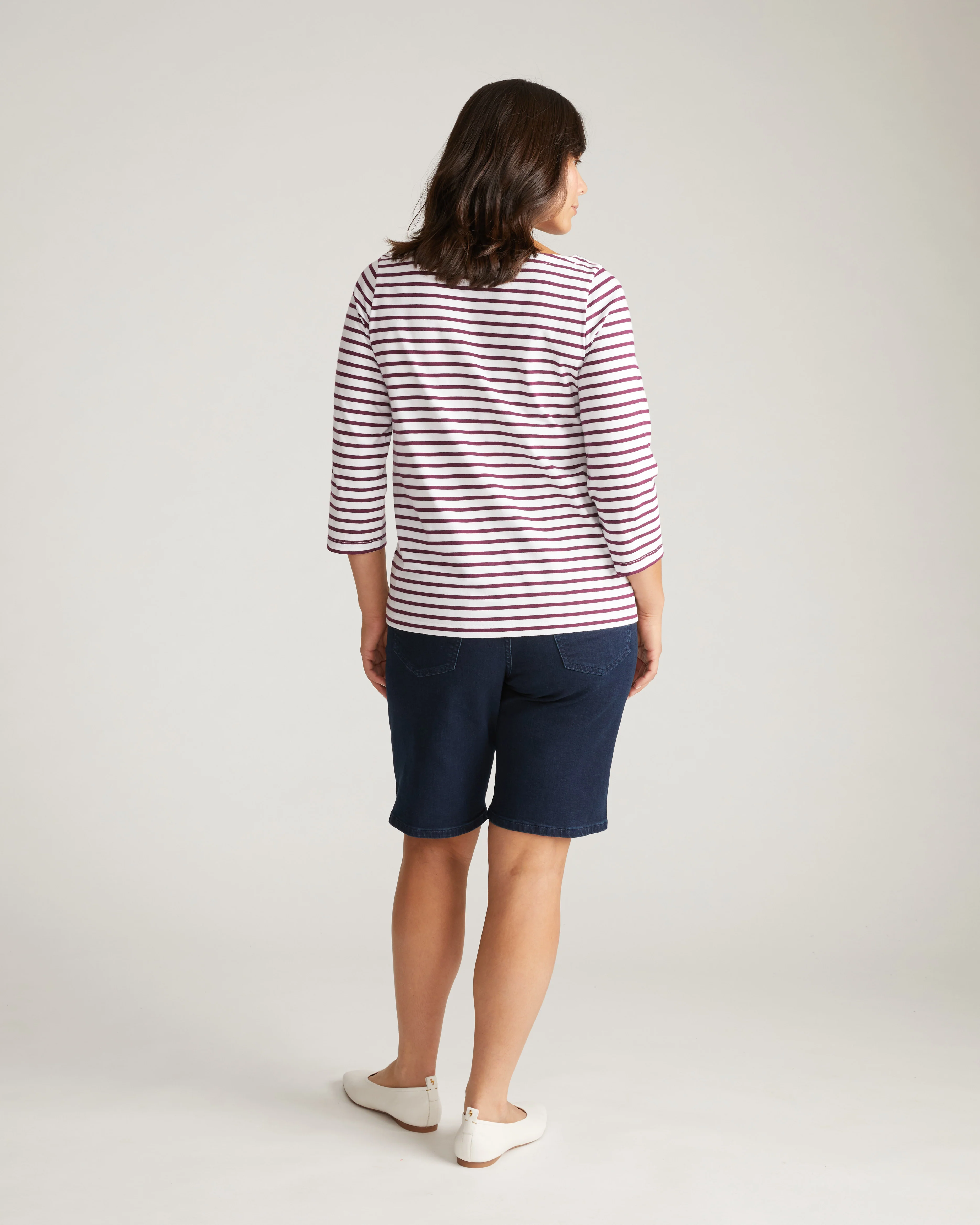 Belle Breton Stripe Jersey Tee - White/Gamay Stripe - Image 3