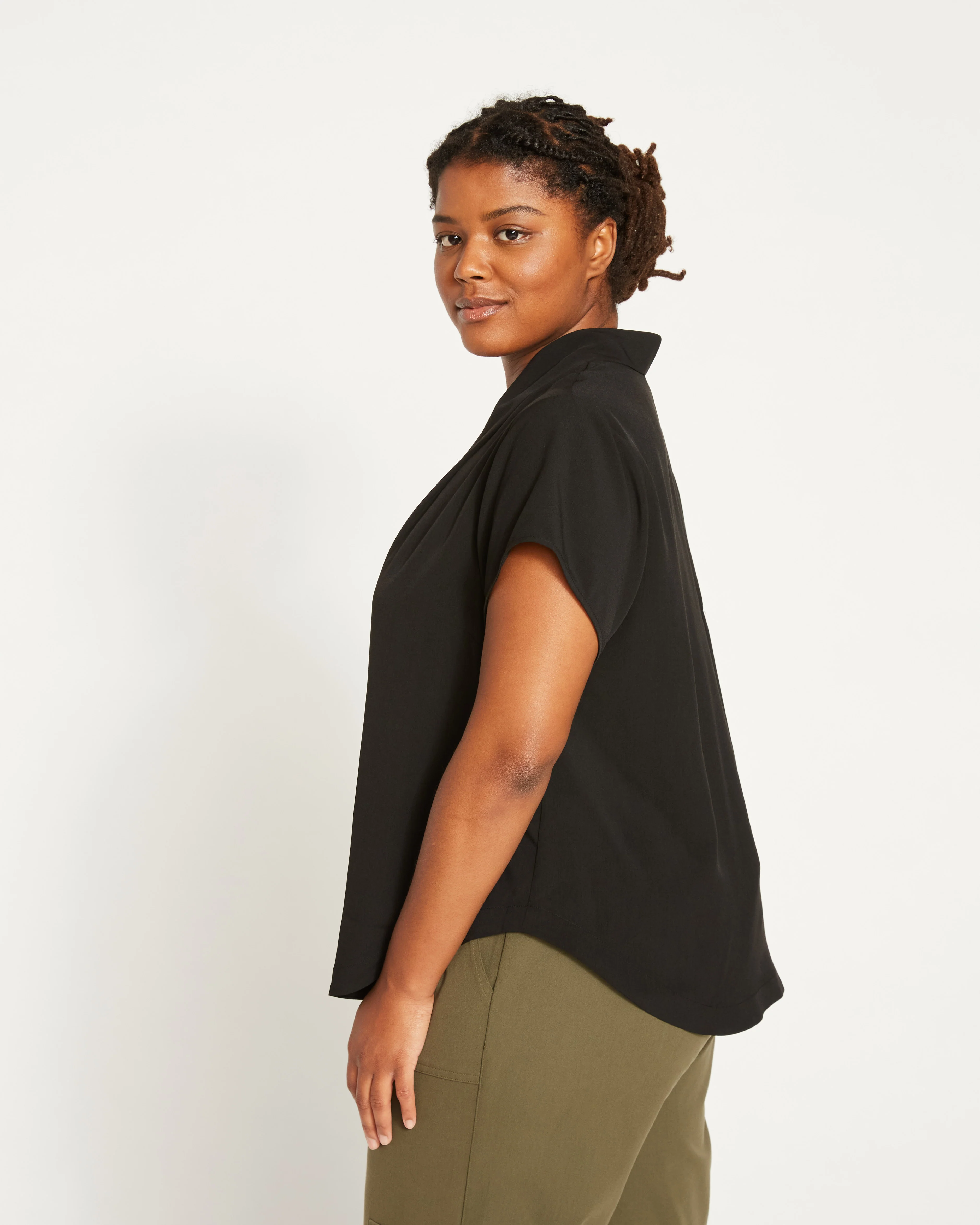 Better-Than-Silk V-Neck Top - Black - Image 3