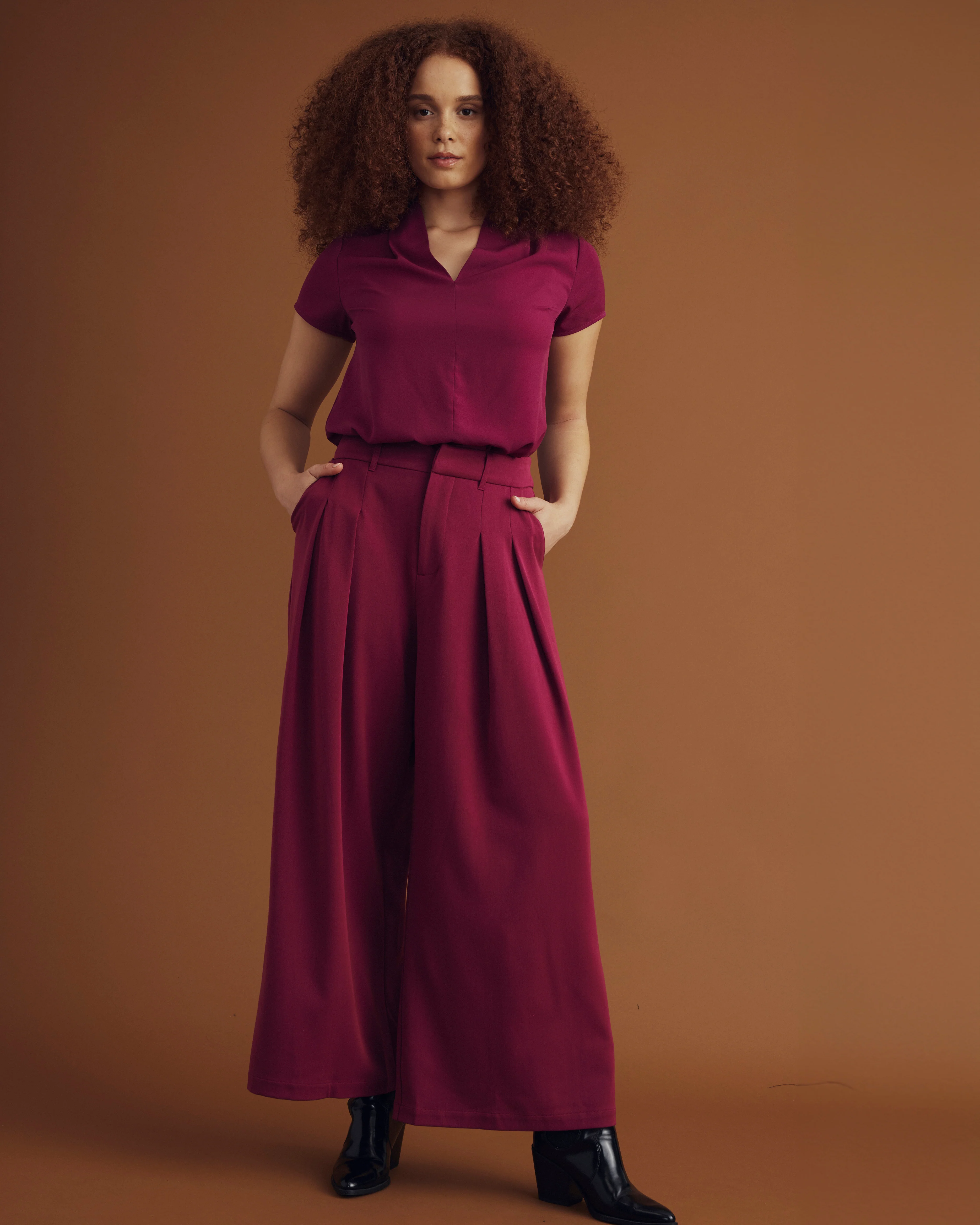 Better-Than-Silk V-Neck Top - Goji Berry - Image 2