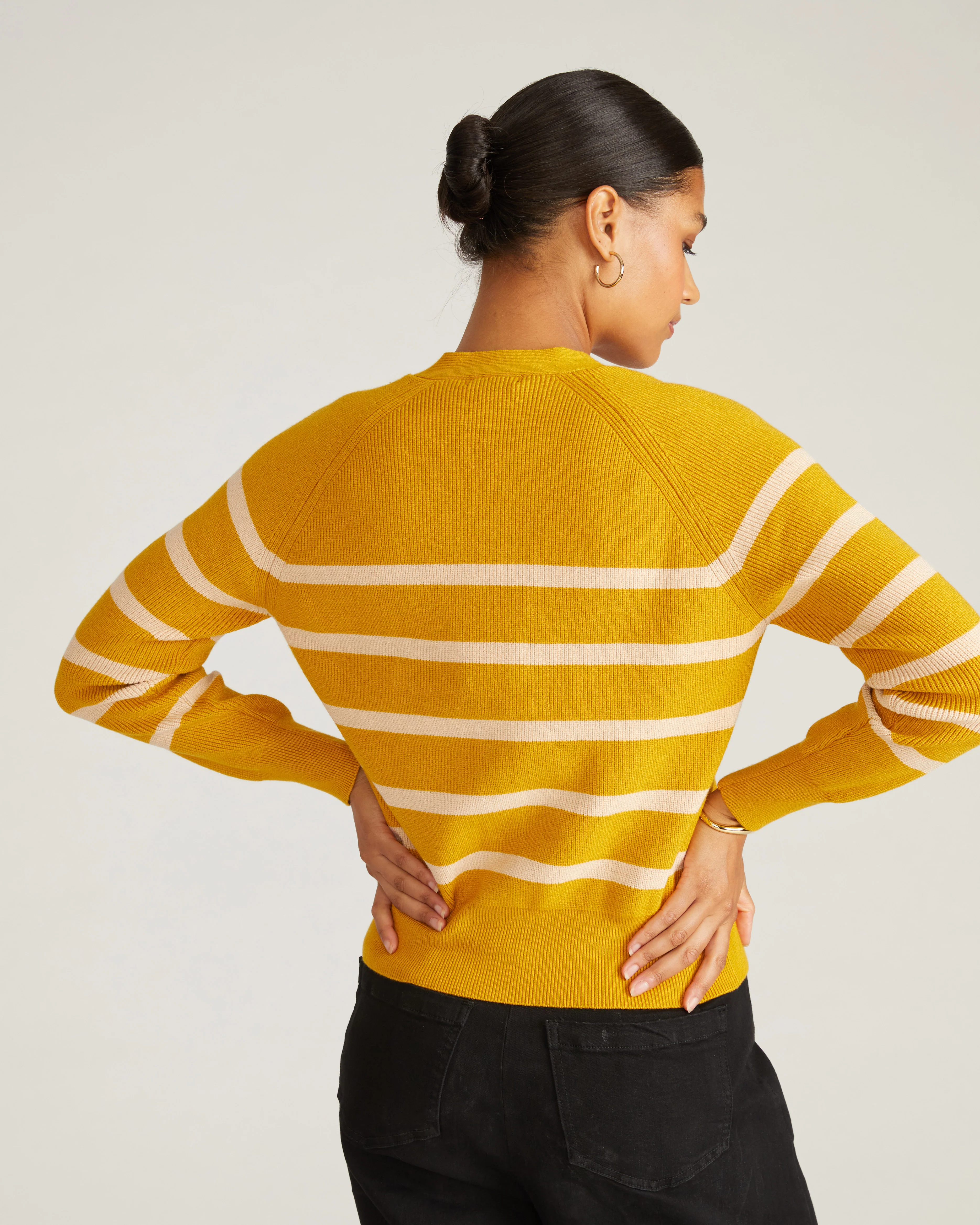 Better-Than-Wool Cardigan - Mustard/Pink Sand Stripe - Image 4