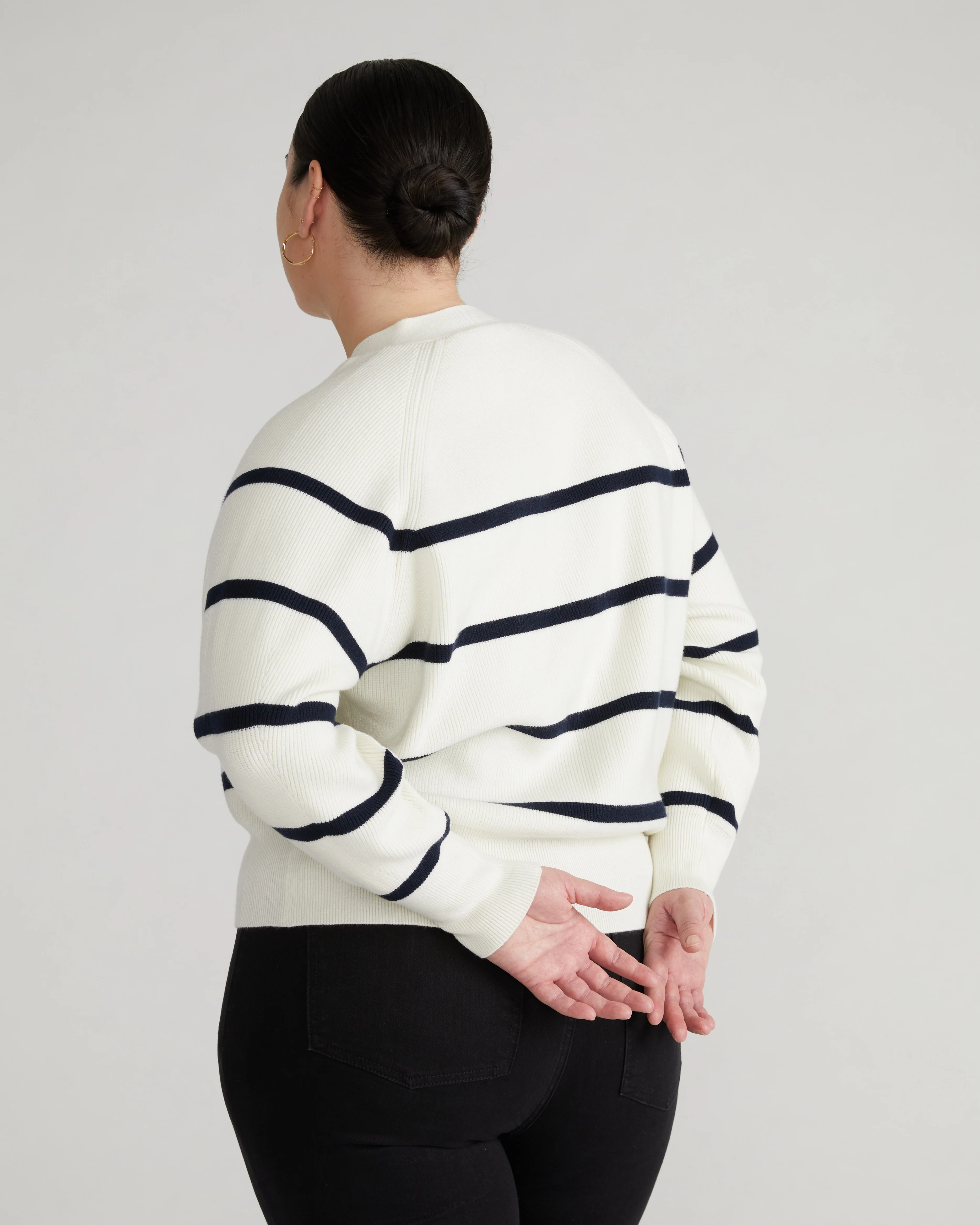 Better-Than-Wool Cardigan - White/Navy Stripe - Image 4