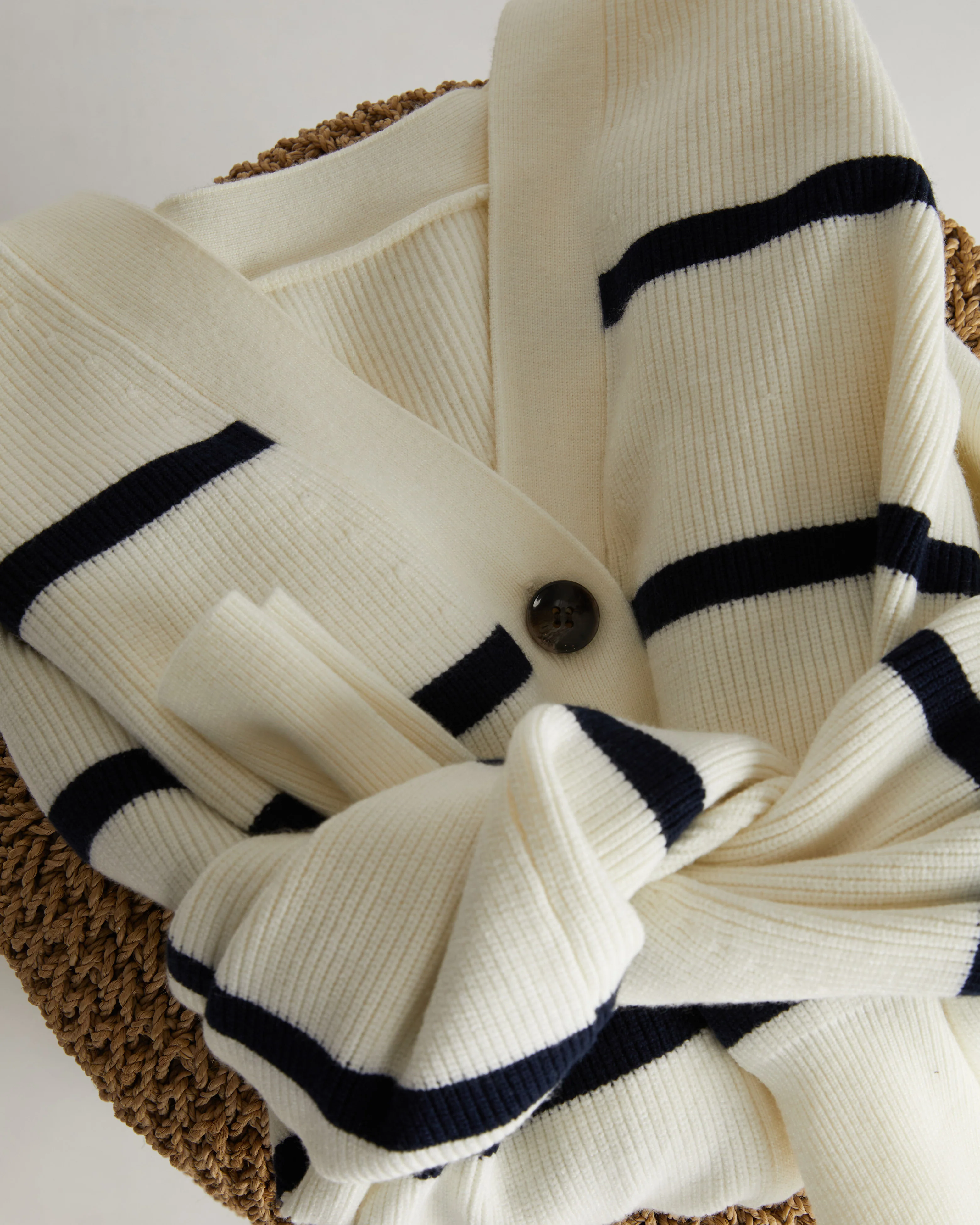 Better-Than-Wool Cardigan - White/Navy Stripe - Image 5
