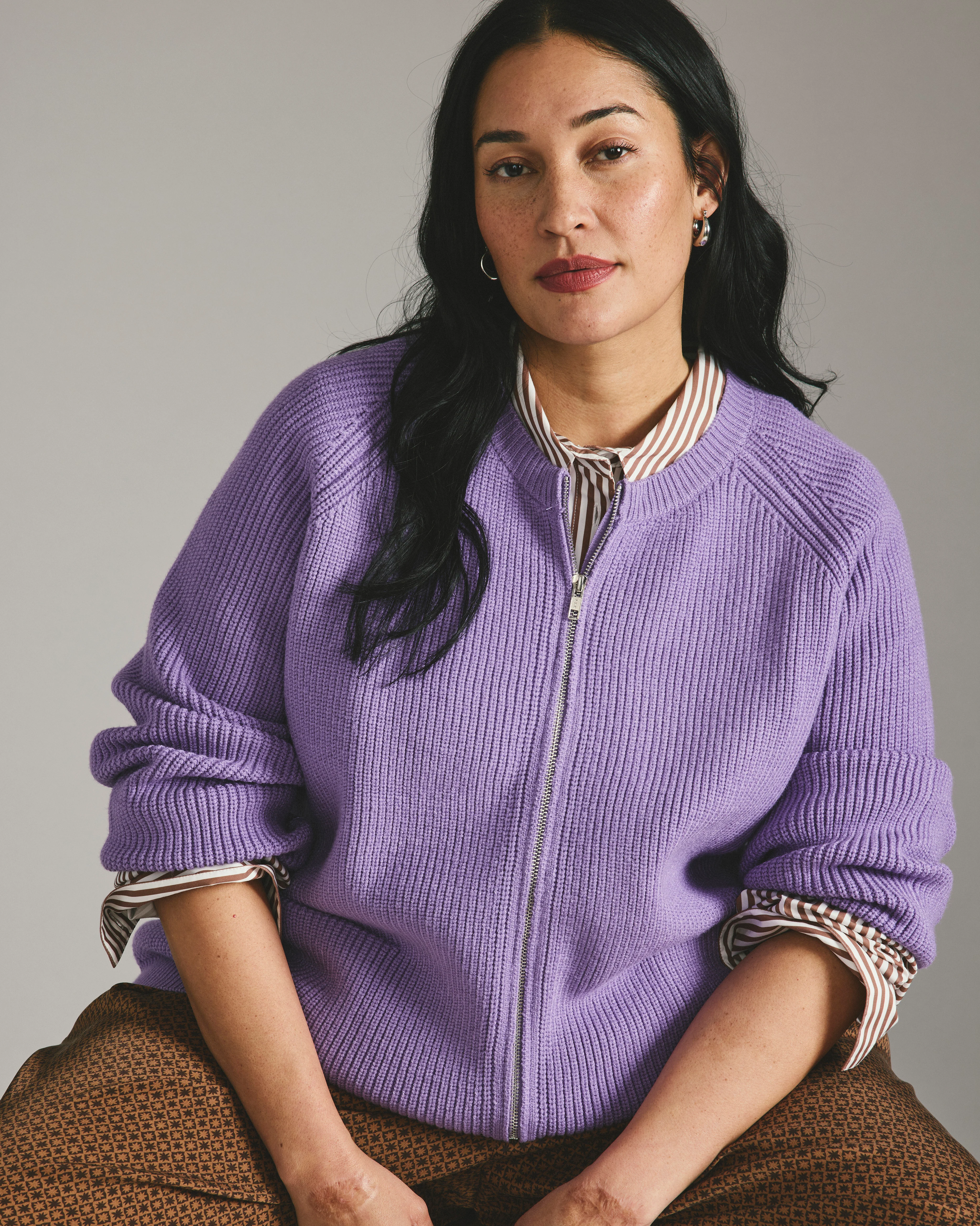 Better-Than-Wool Zip Cardigan - Purple Posey - Image 2