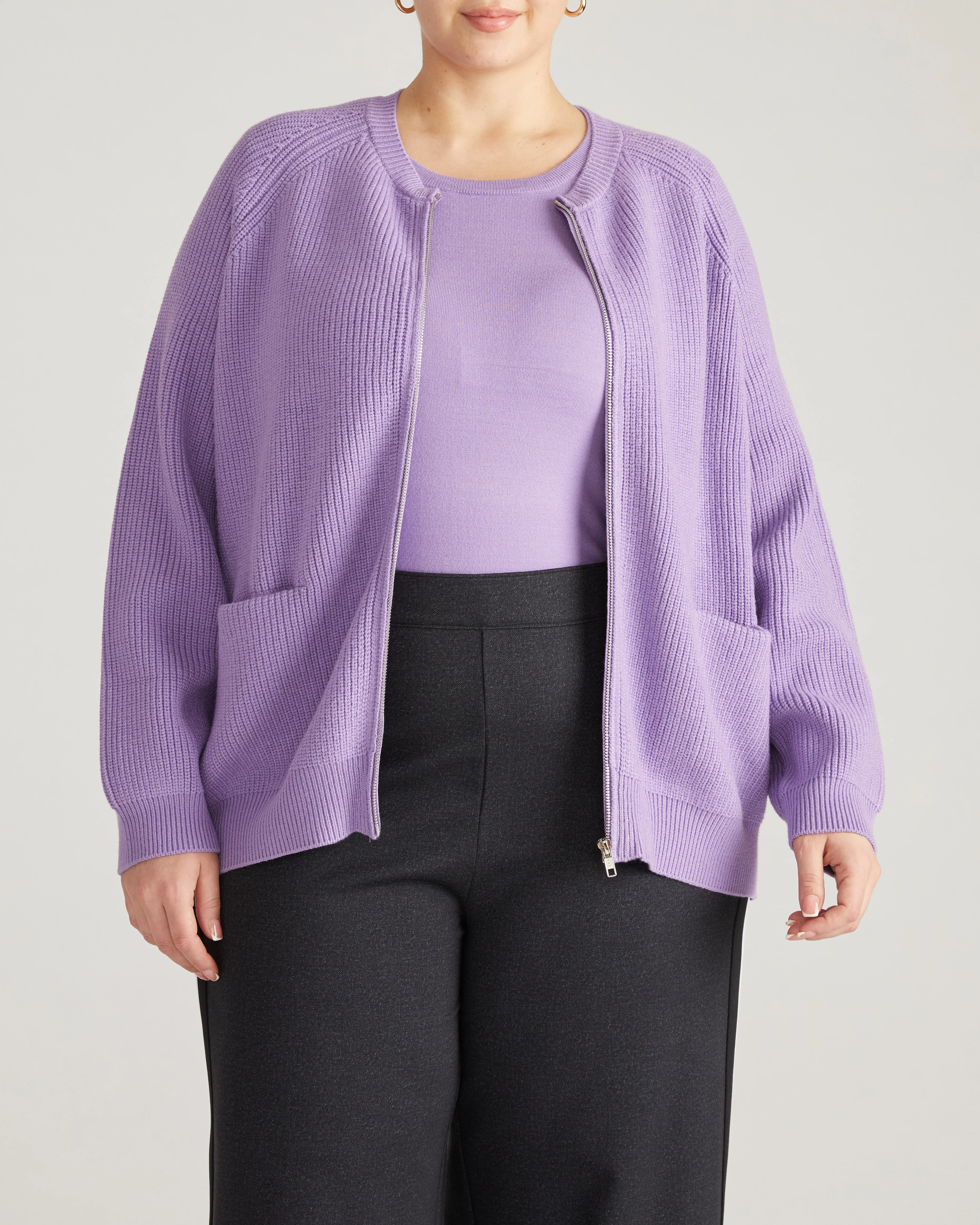 Better-Than-Wool Zip Cardigan - Purple Posey - Image 3