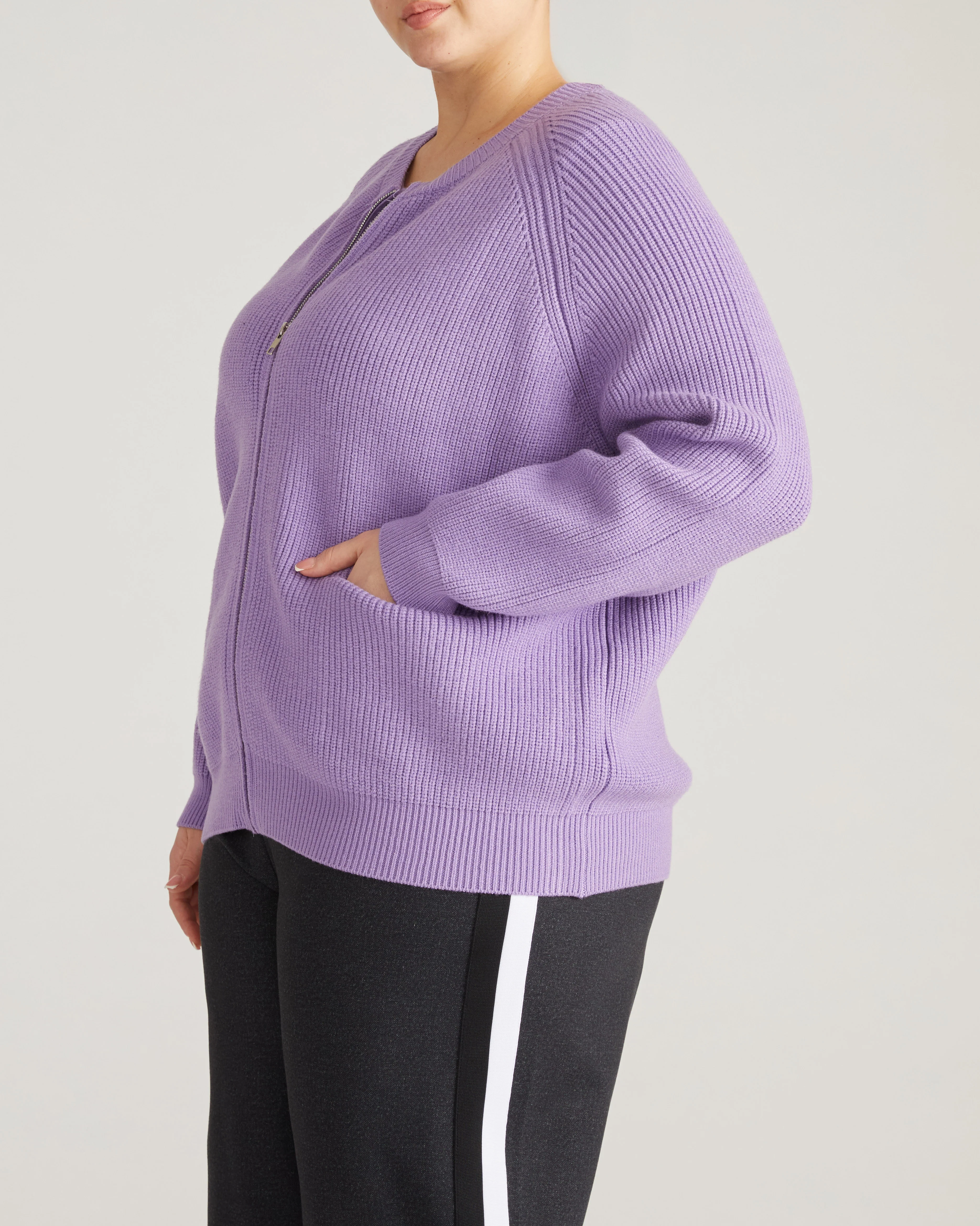 Better-Than-Wool Zip Cardigan - Purple Posey - Image 4