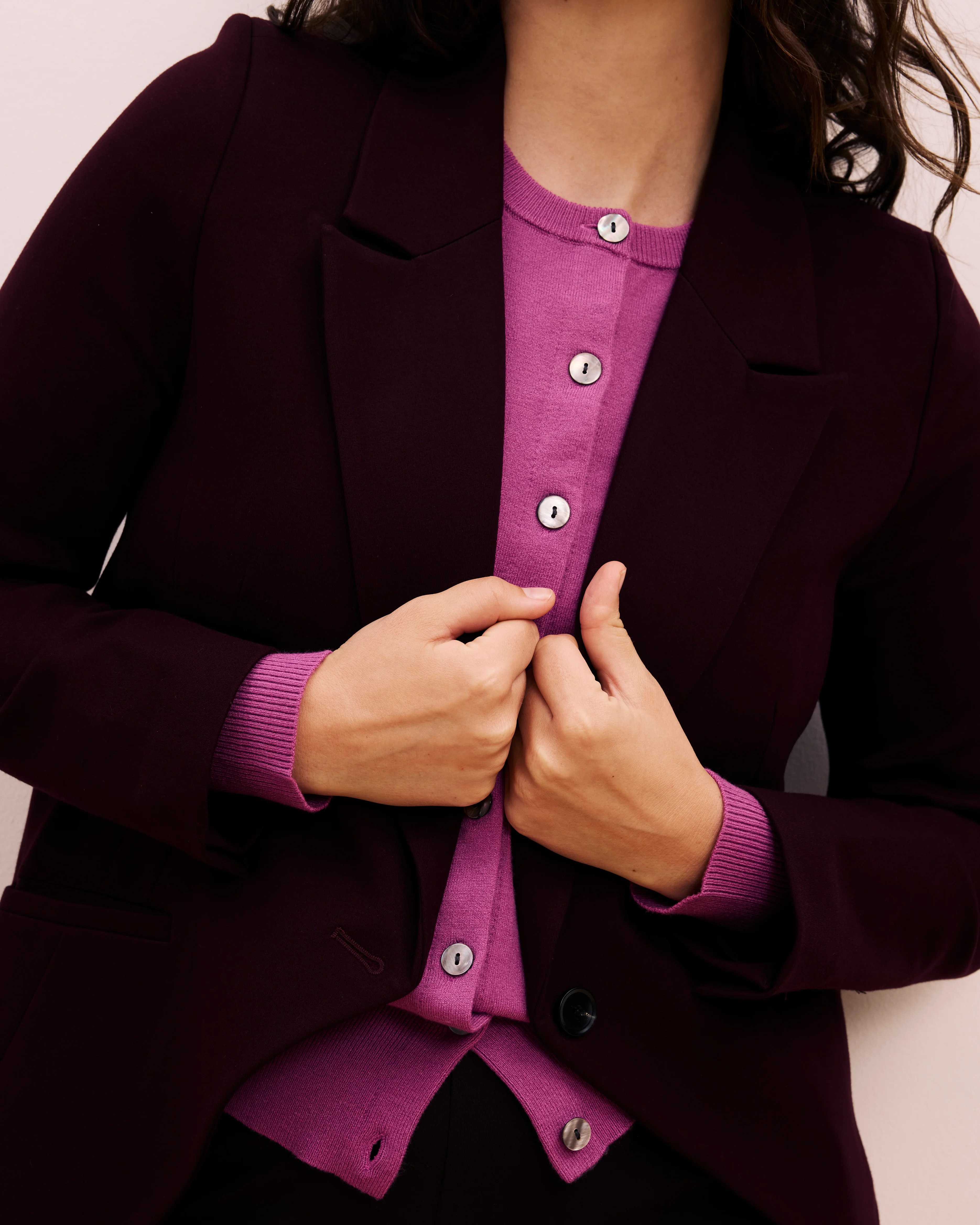 Bianca Double Breasted Ponte Blazer - Black Cherry - Image 2