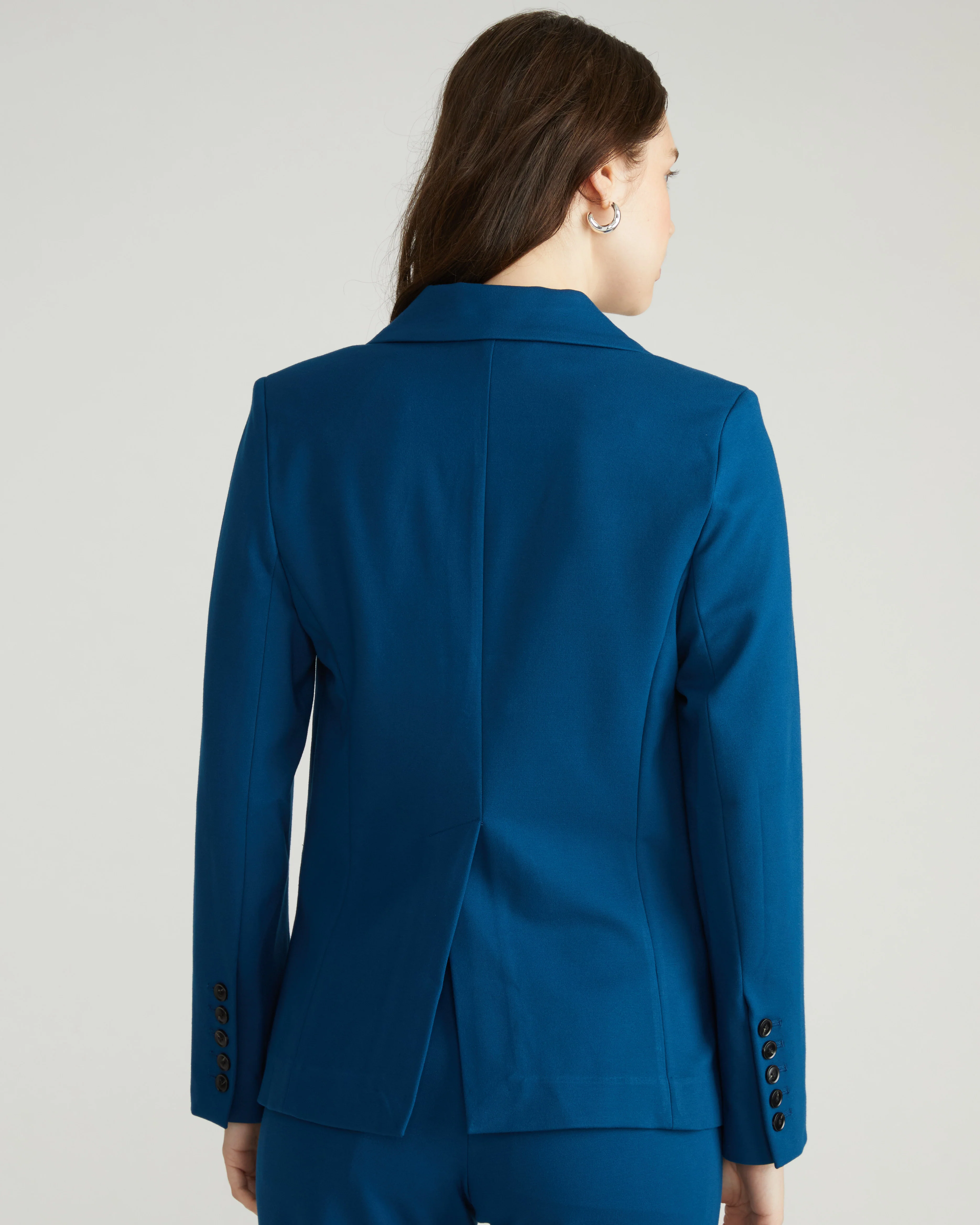 Bianca Double Breasted Ponte Blazer - Deep Teal - Image 7