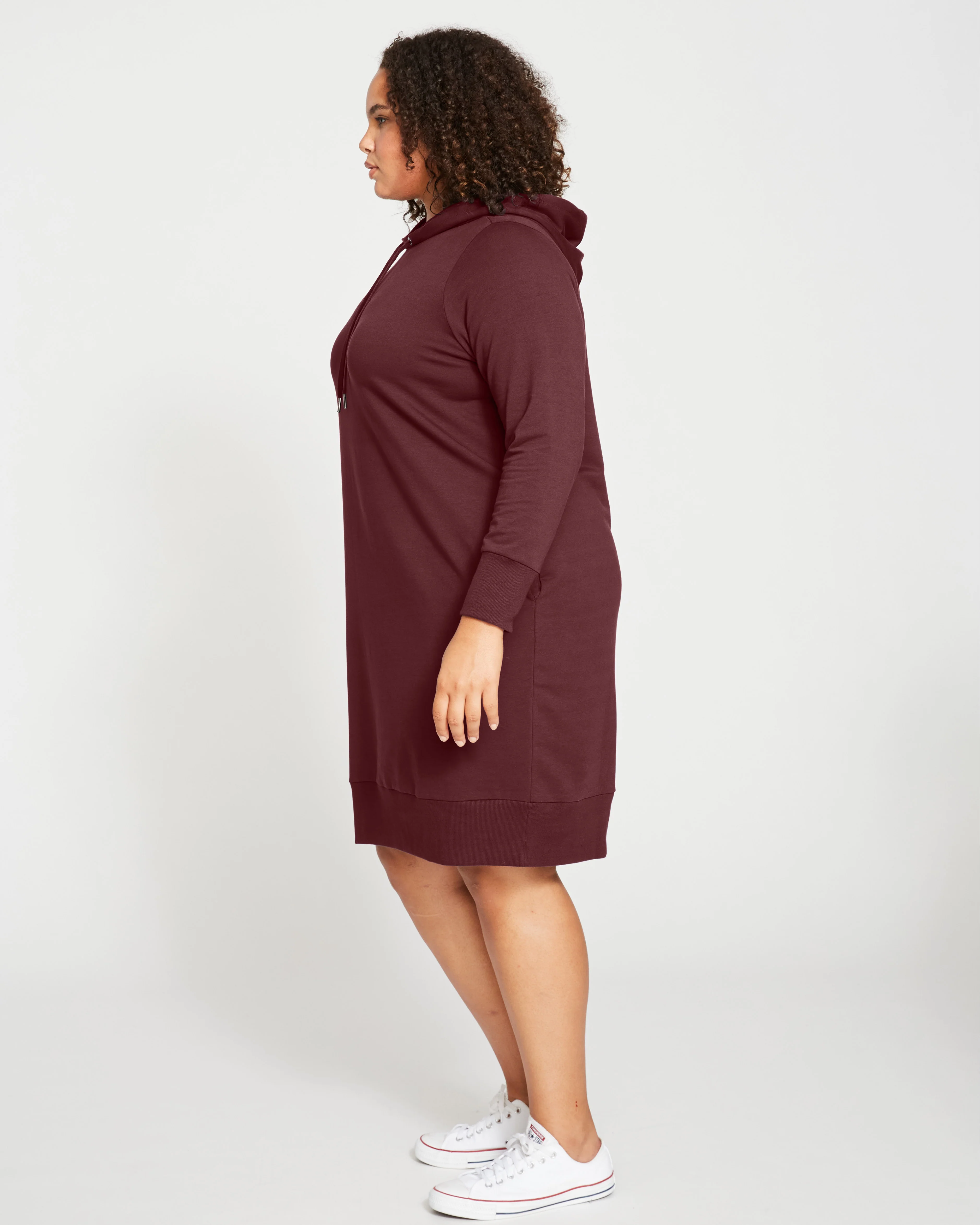 Bree Hooded Sweatshirt Dress - Black Cherry - Image 4