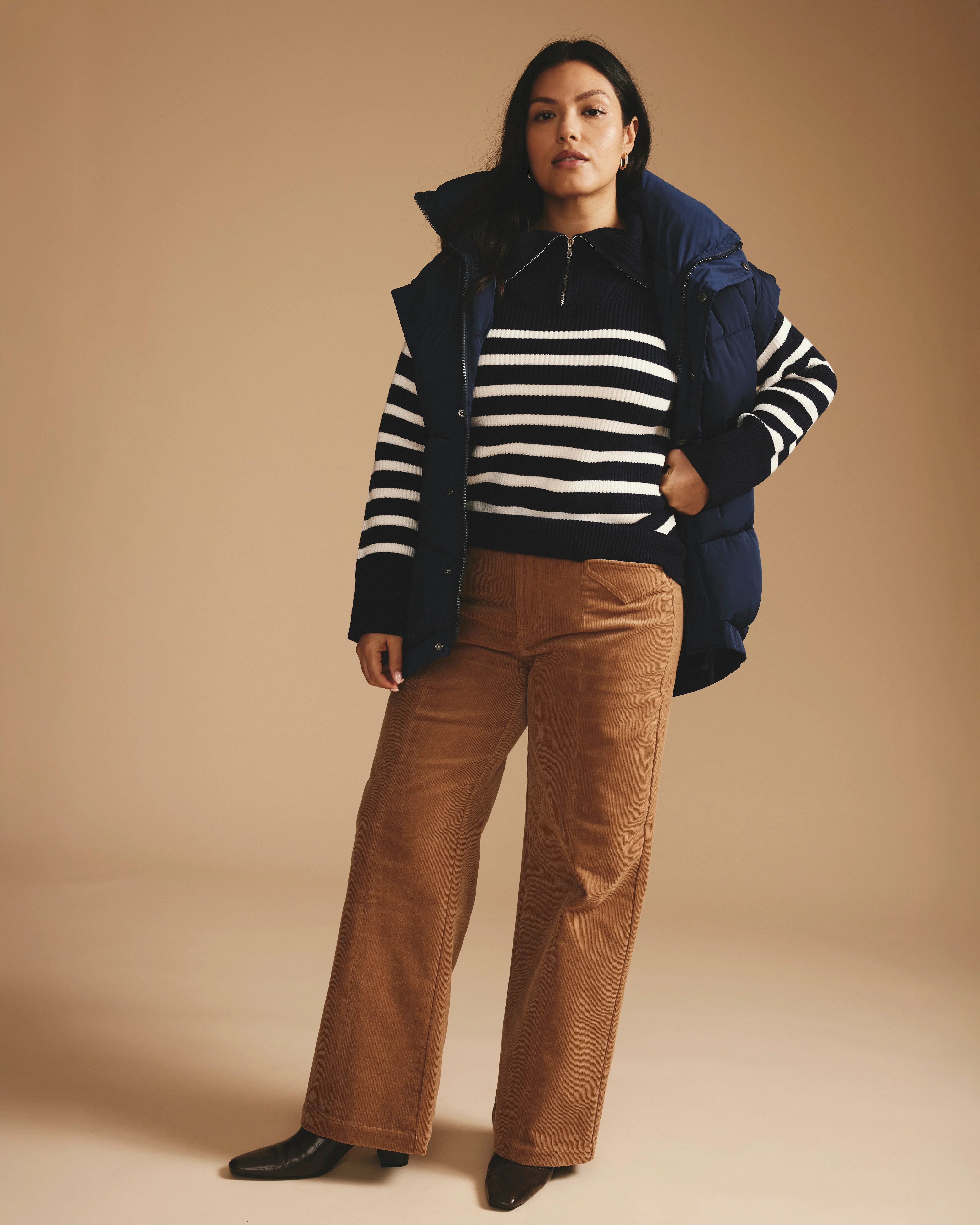 Brenda Zip Sweater - Navy/Cream Stripes - Image 7