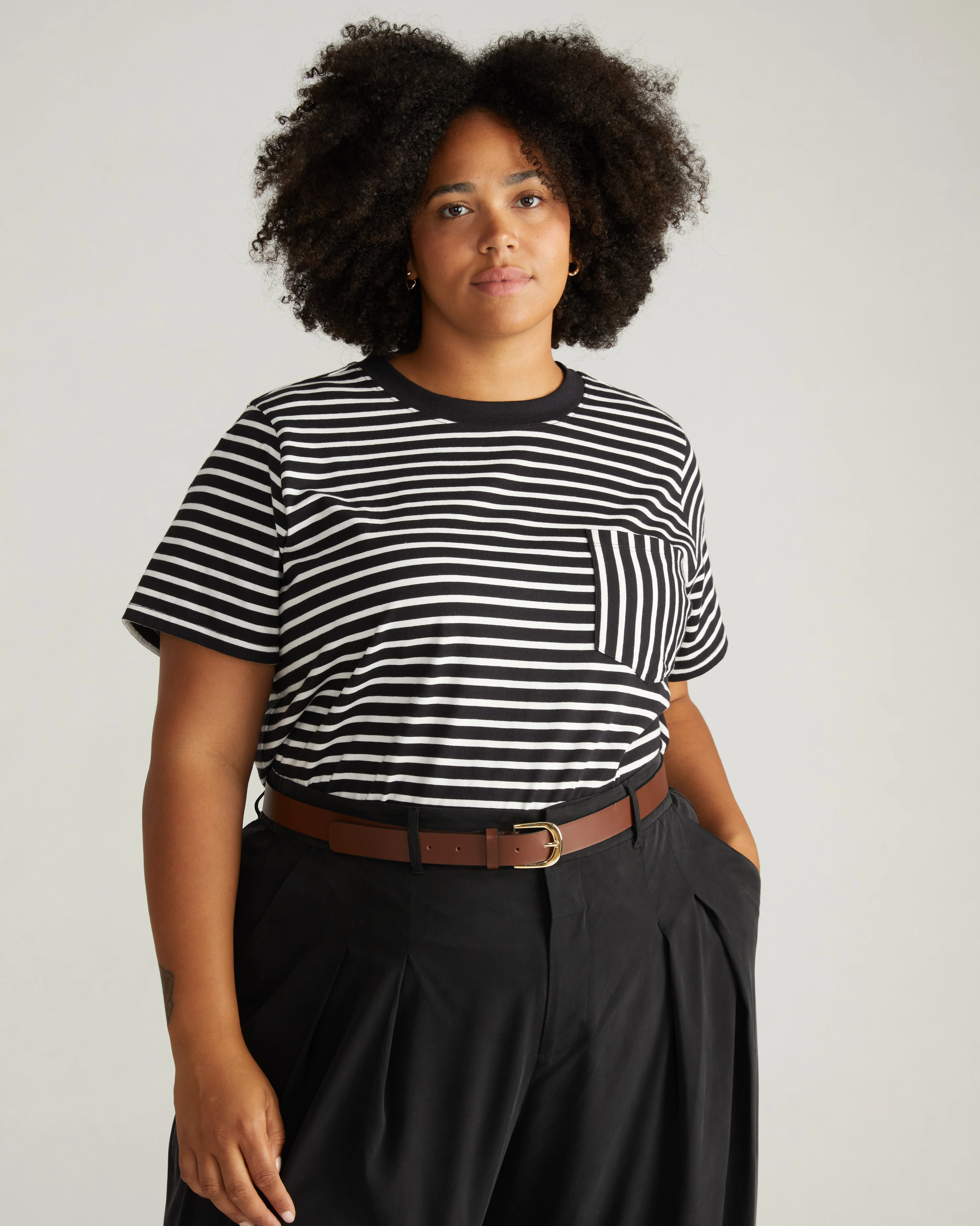 Breton Stripe Garcon Tee - Black/White Stripe - Image 4