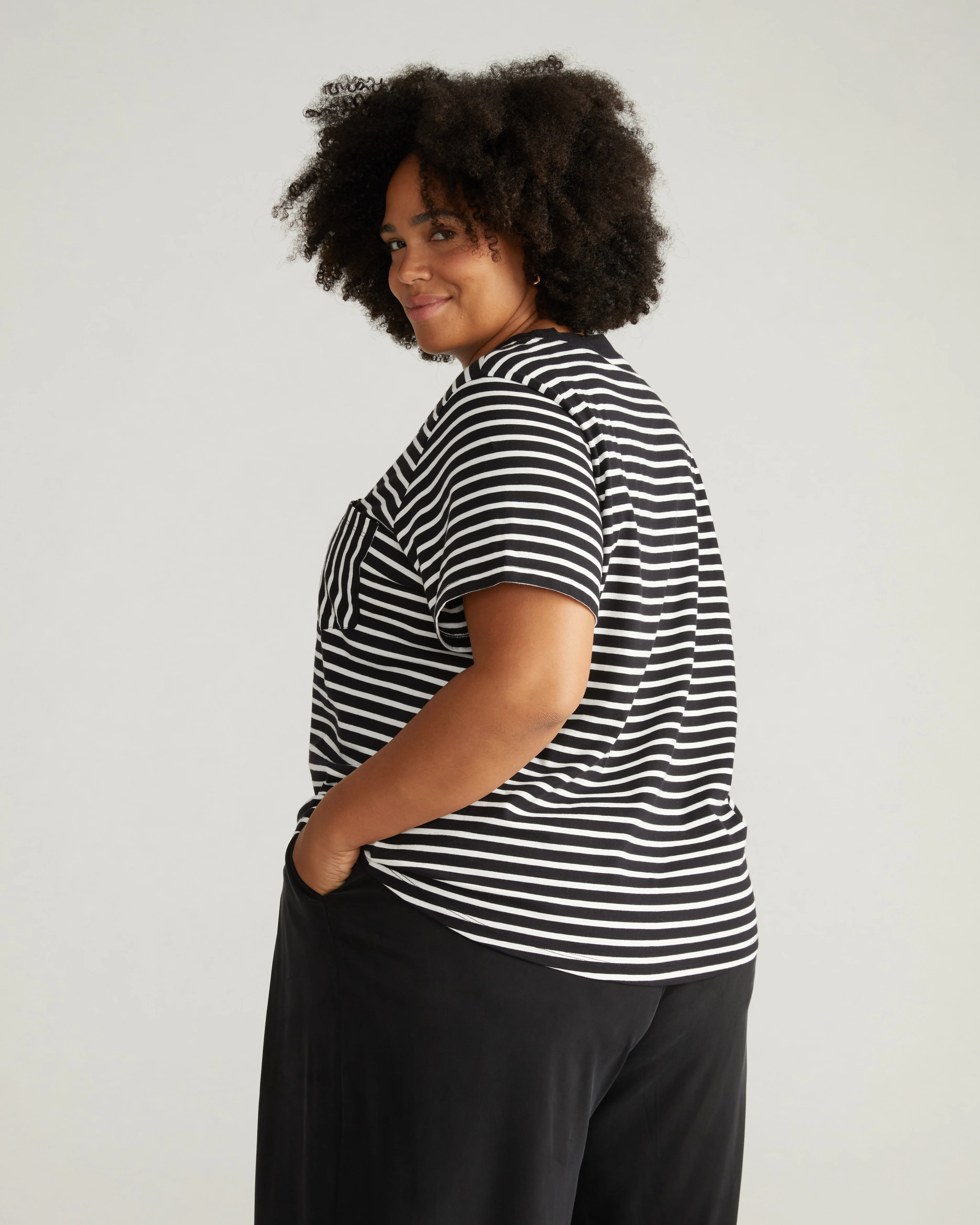 Breton Stripe Garcon Tee - Black/White Stripe - Image 6