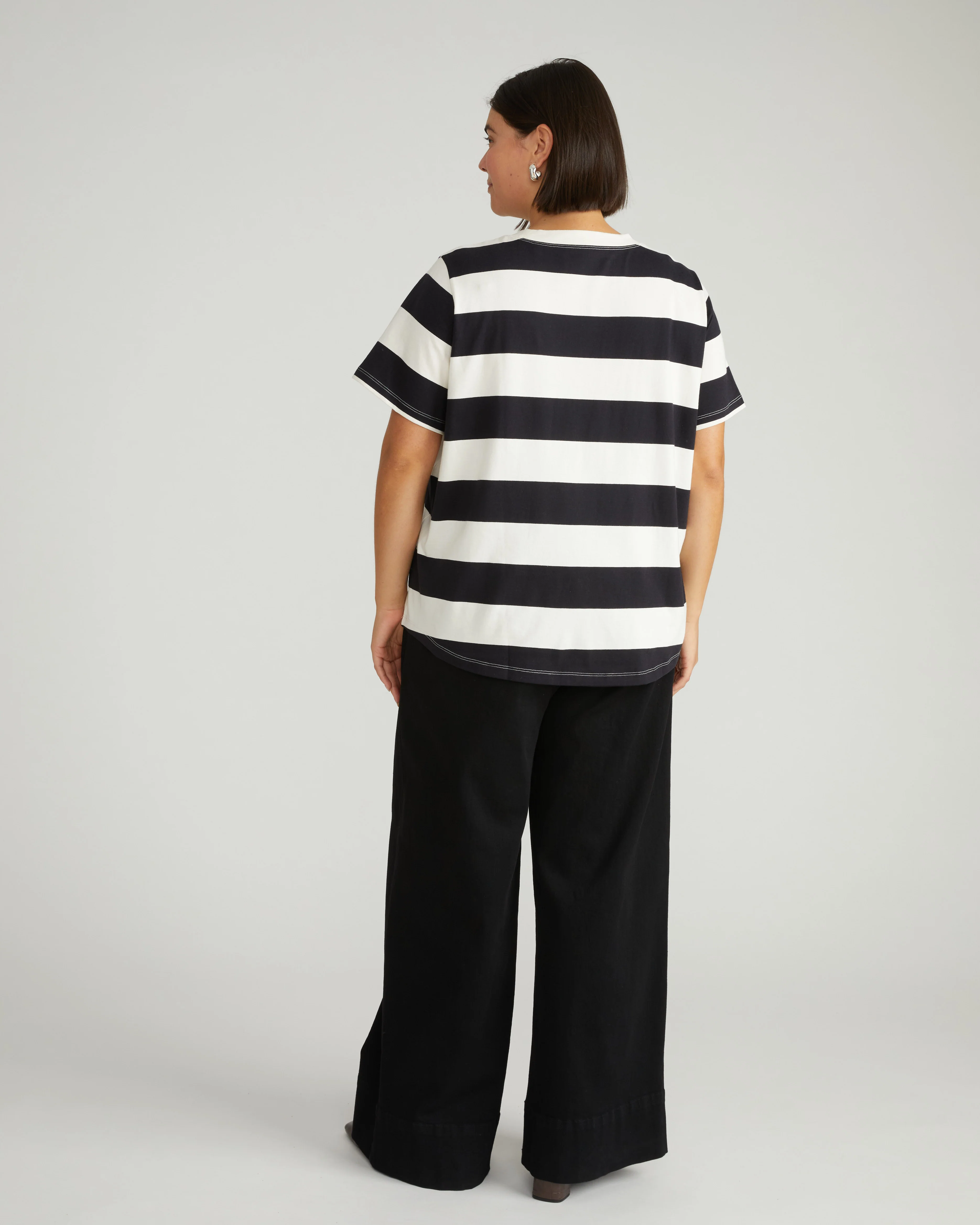 Breton Stripe Garcon Tee - Ecru/Black Rugby Stripe - Image 5