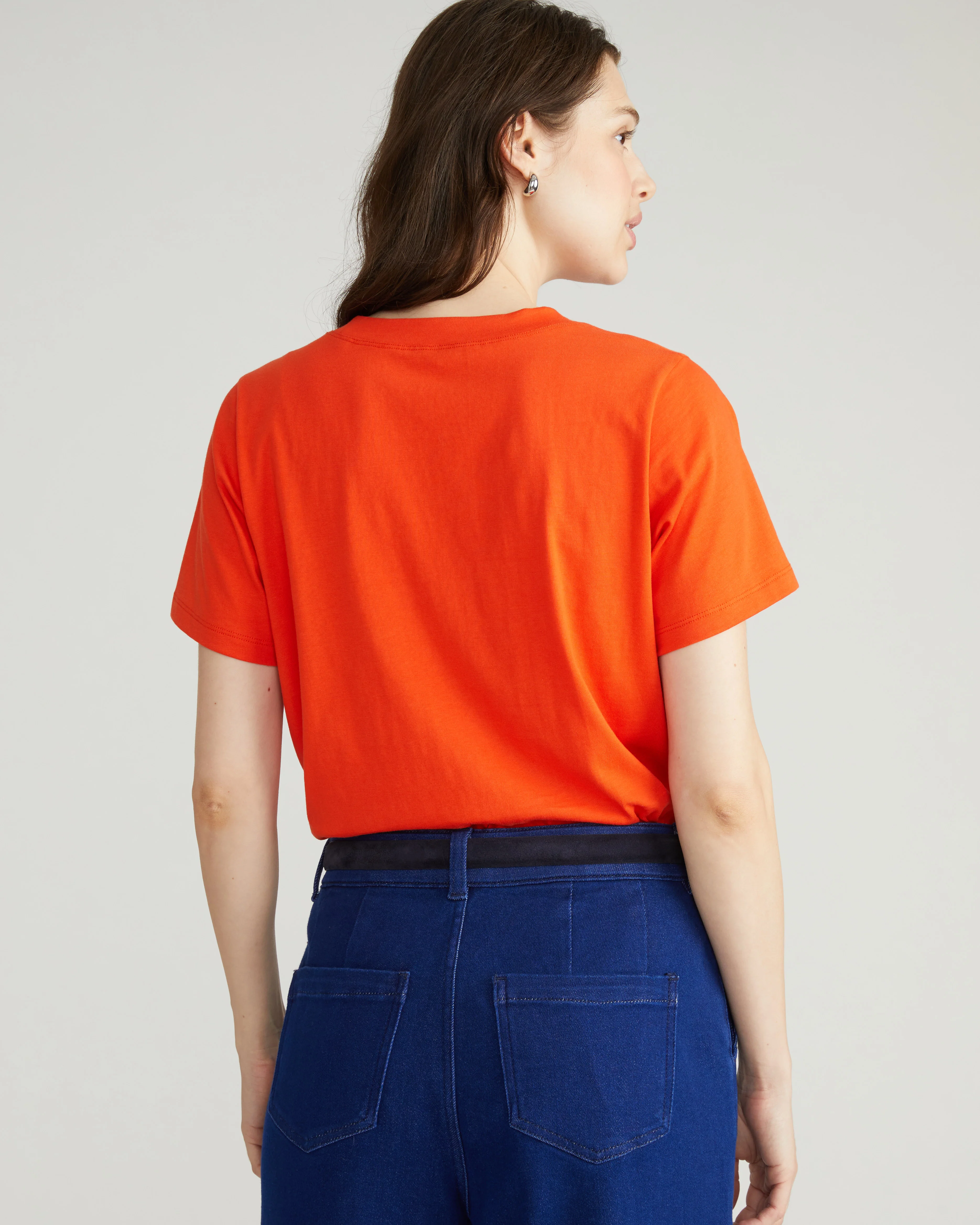 Breton Stripe Garcon Tee - Solid Poppy - Image 3