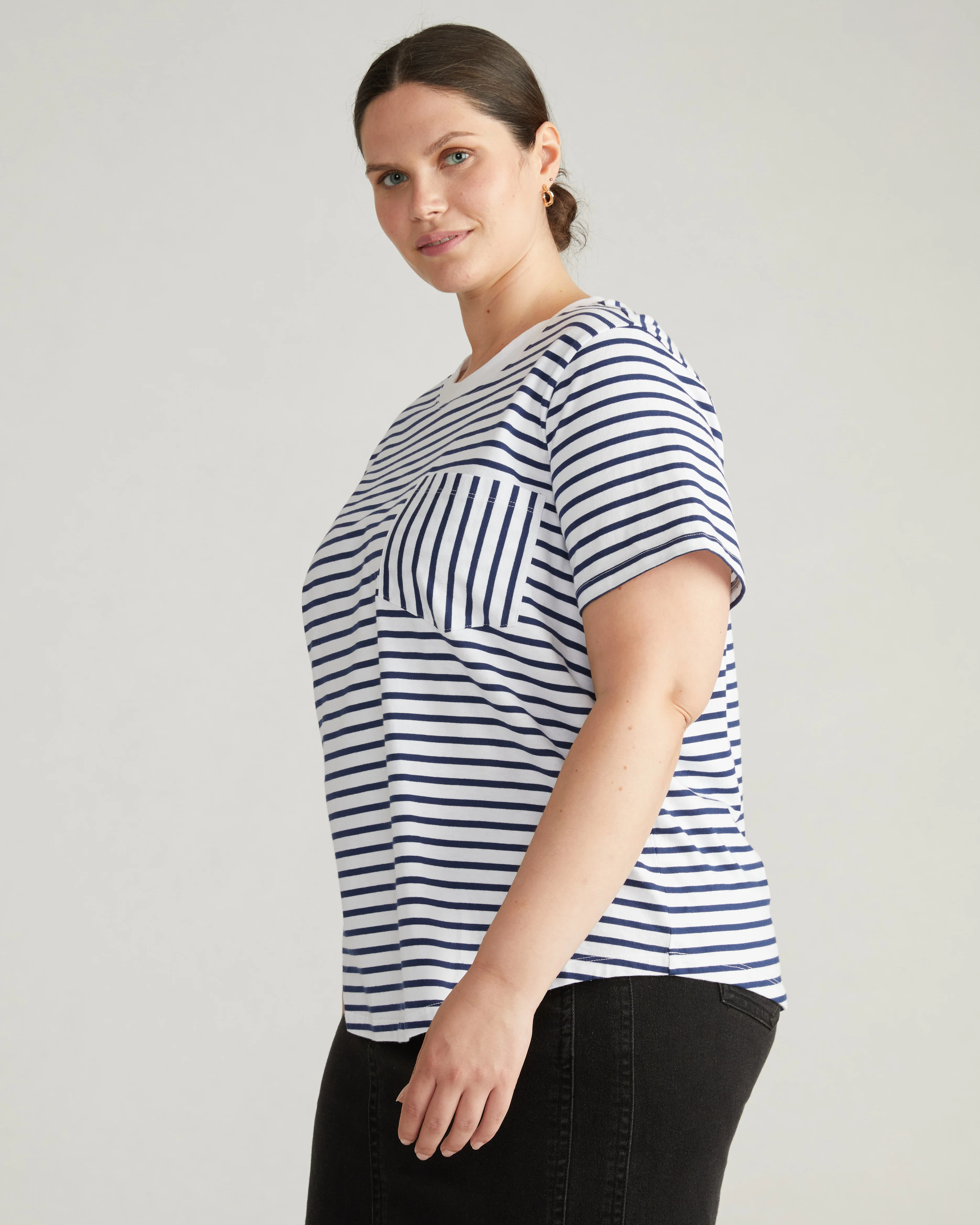 Breton Stripe Garcon Tee - White/Cenote Stripe - Image 4