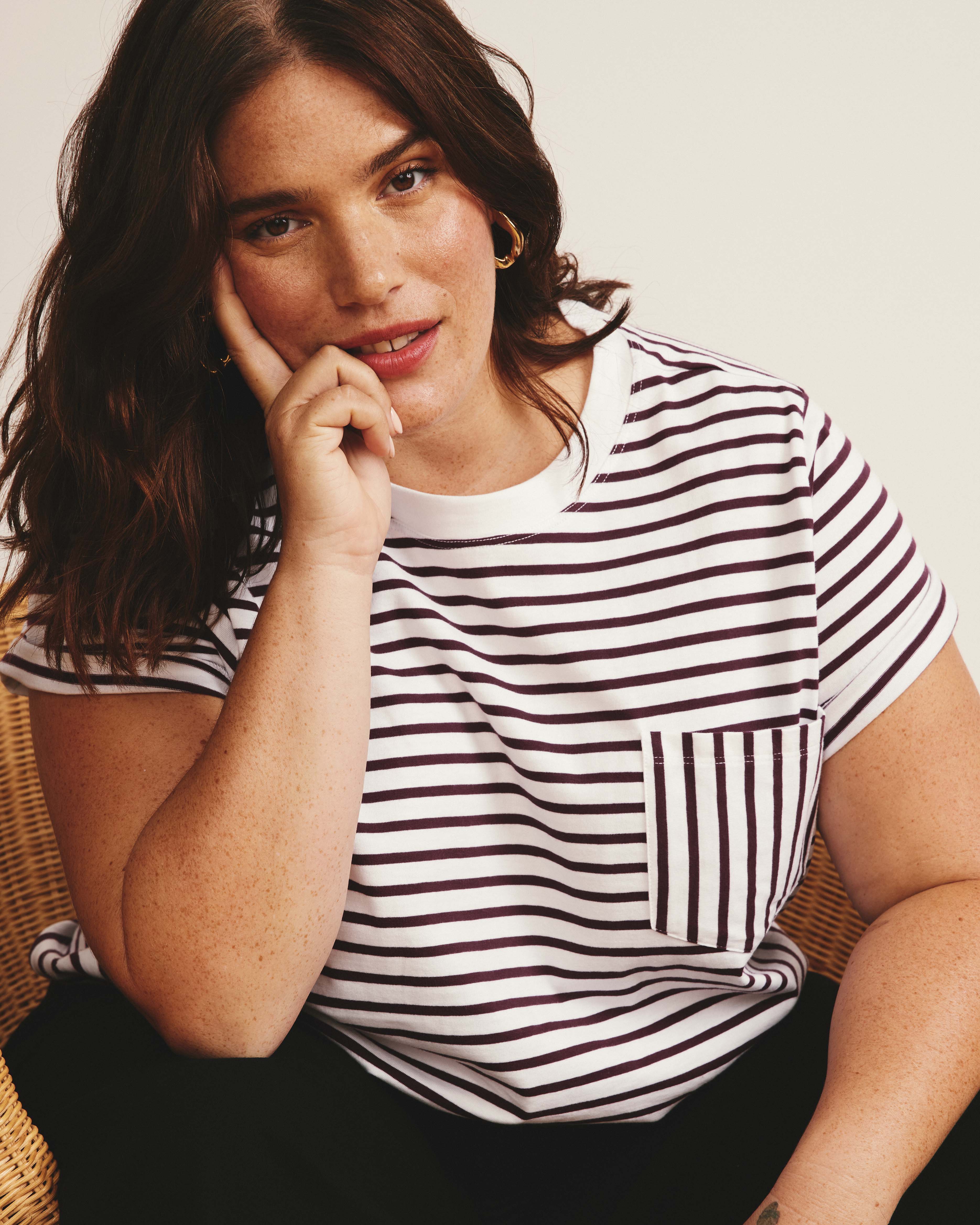 Breton Stripe Garcon Tee - White/Gamay Stripe - Image 2