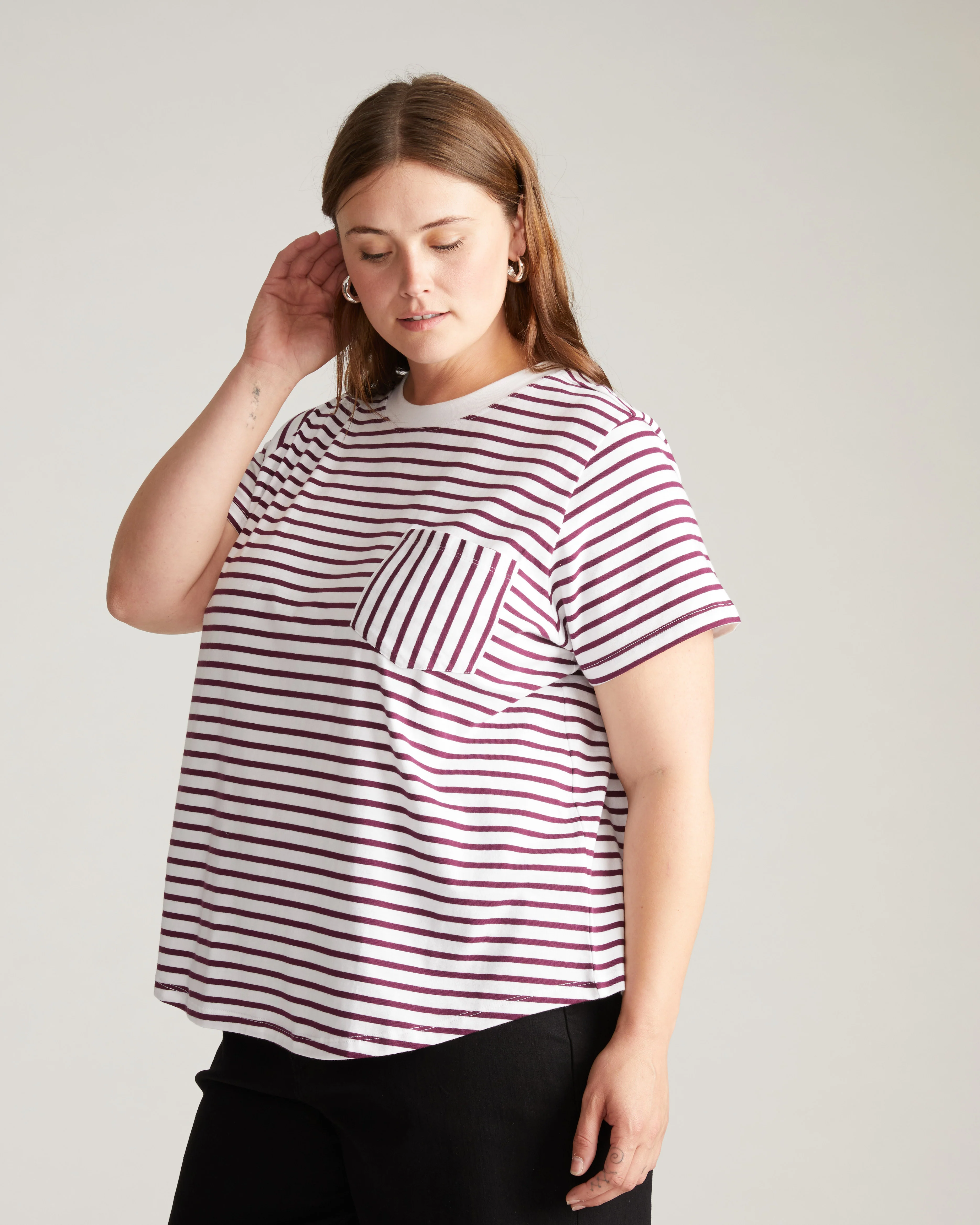 Breton Stripe Garcon Tee - White/Gamay Stripe - Image 4