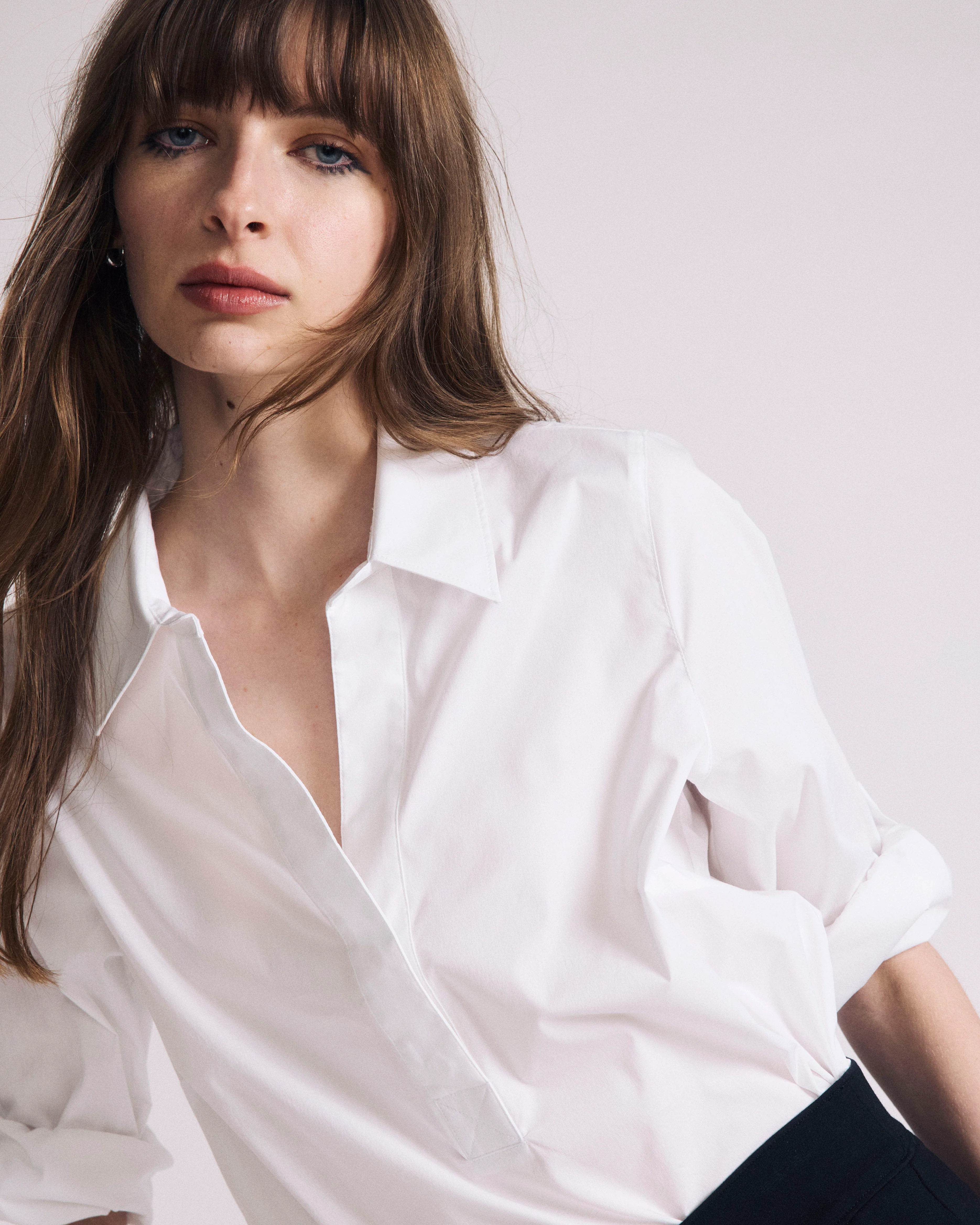 Button Back Poplin Polo Shirt - White - Image 2