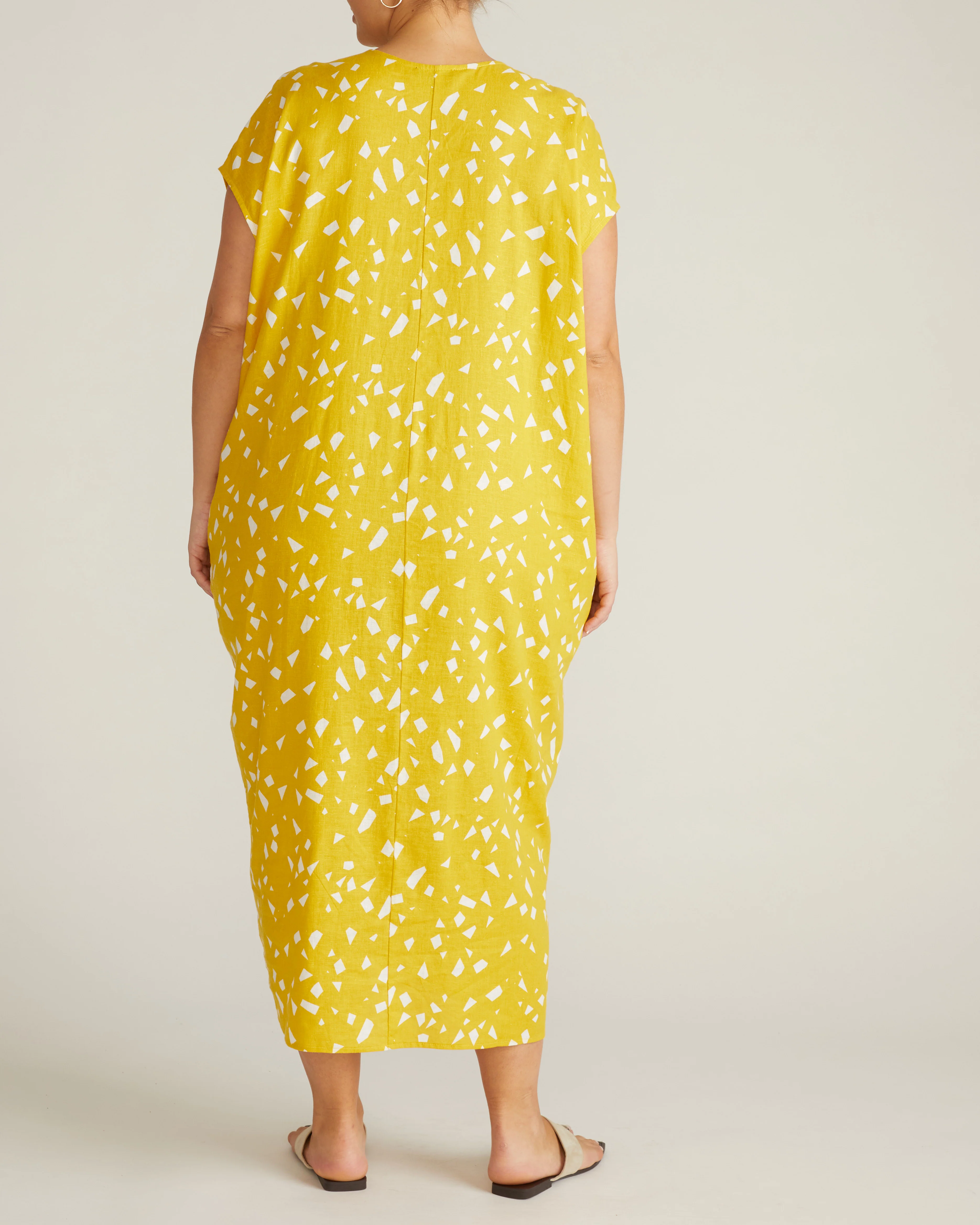 Cabana Linen Kaftan - Yellow Confetti Print - Image 8