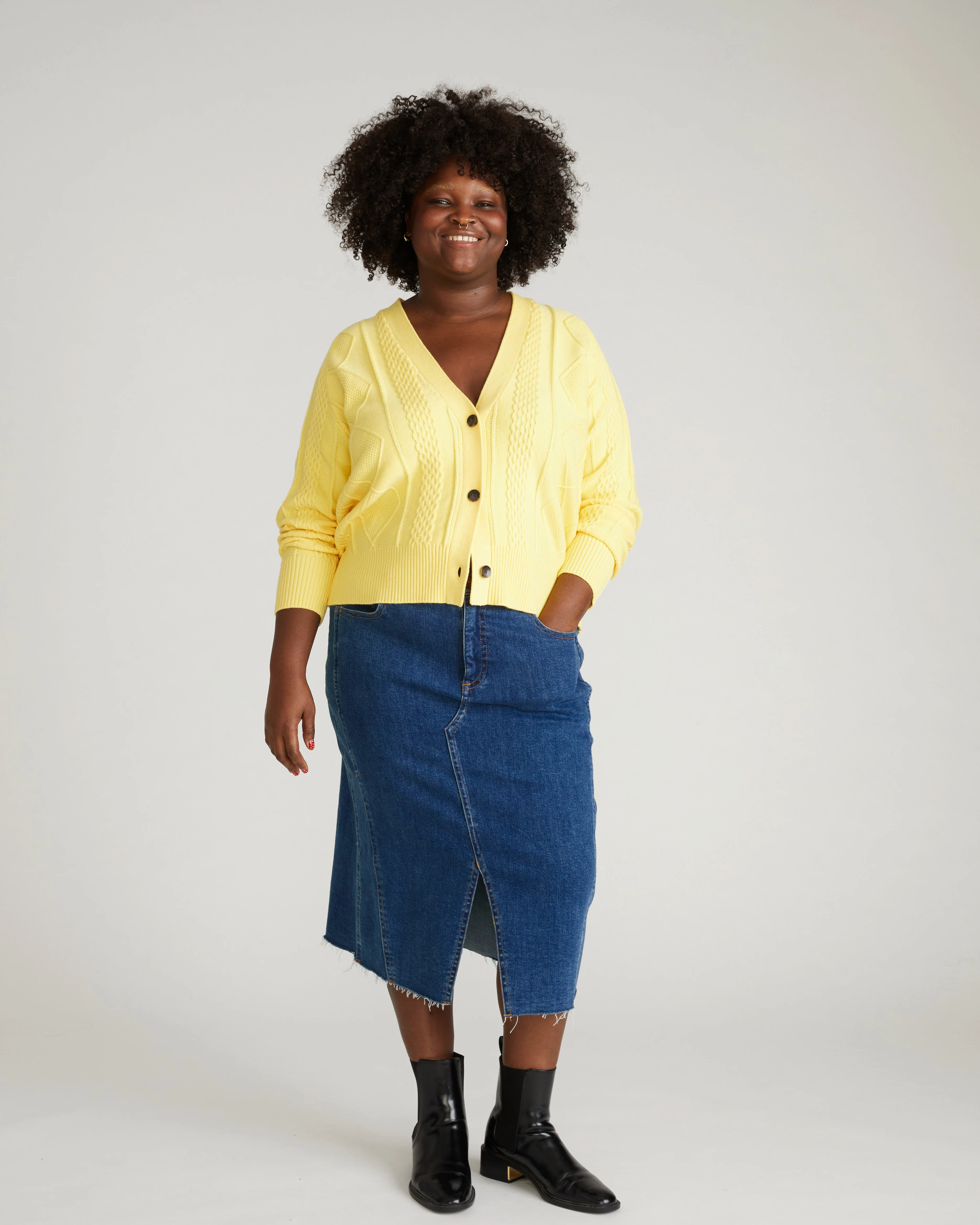 Cable Knit Cardigan - Banana Pudding - Image 5