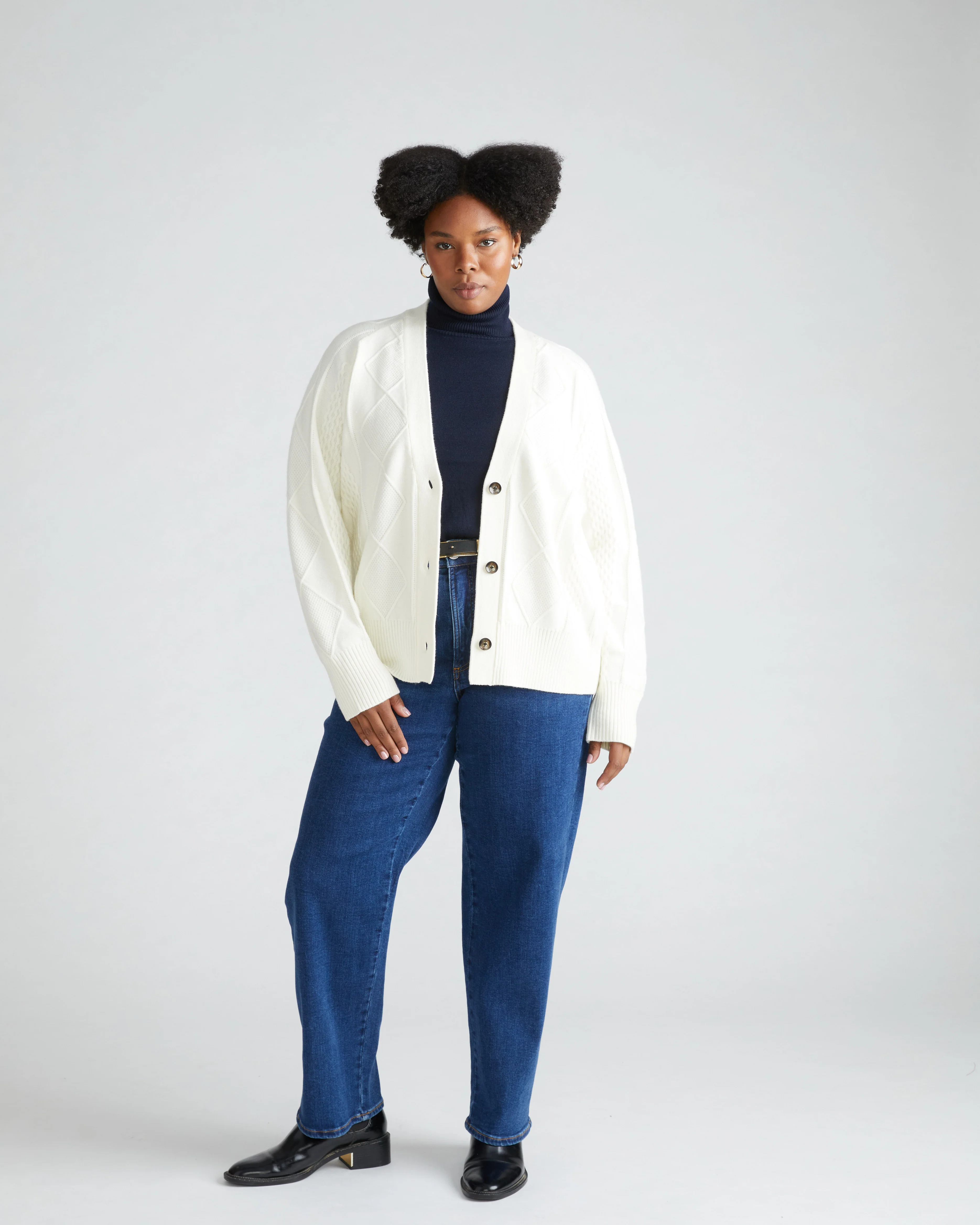 Cable Knit Cardigan - Cream - Image 4