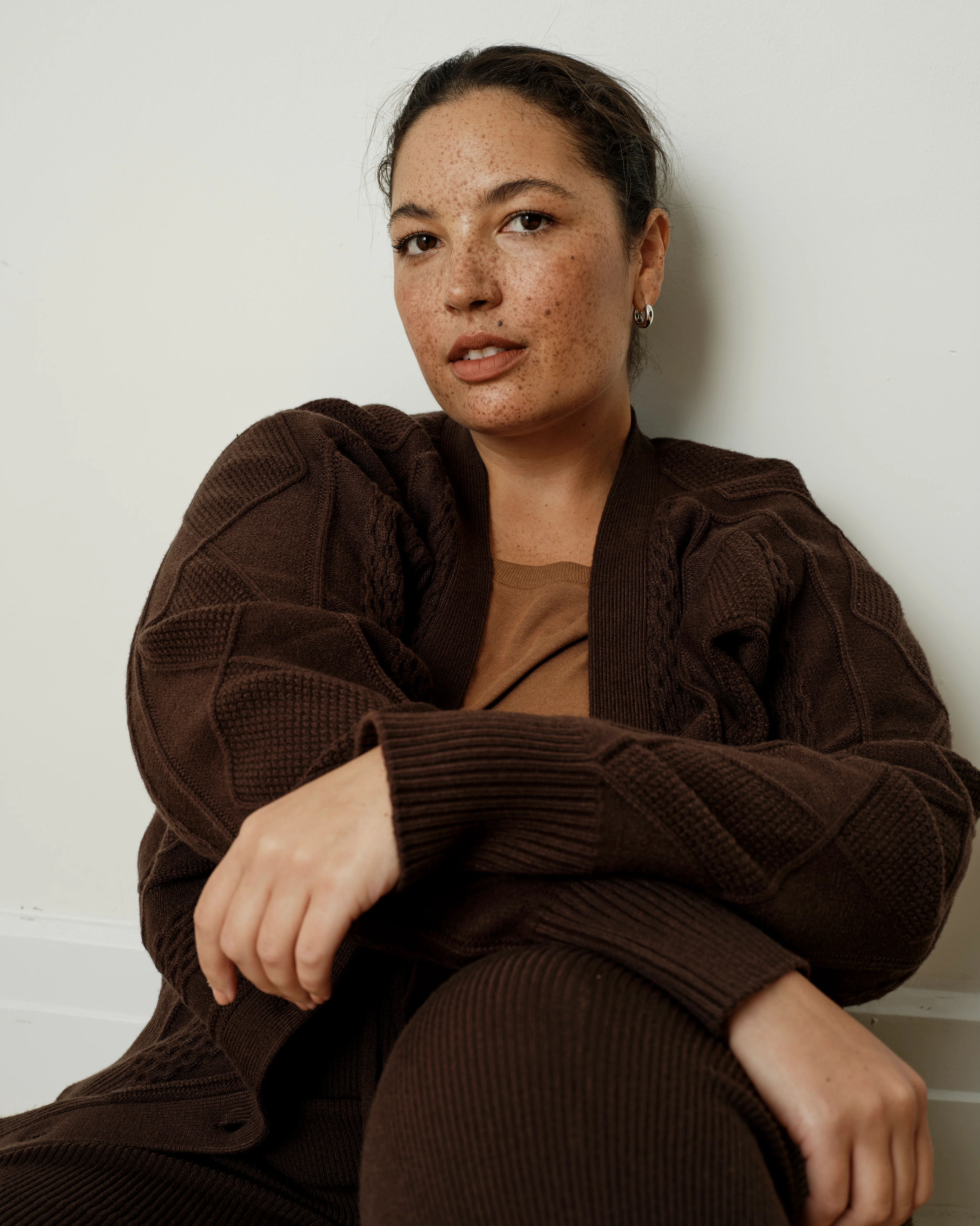 Cable Knit Cardigan - Espresso - Image 3