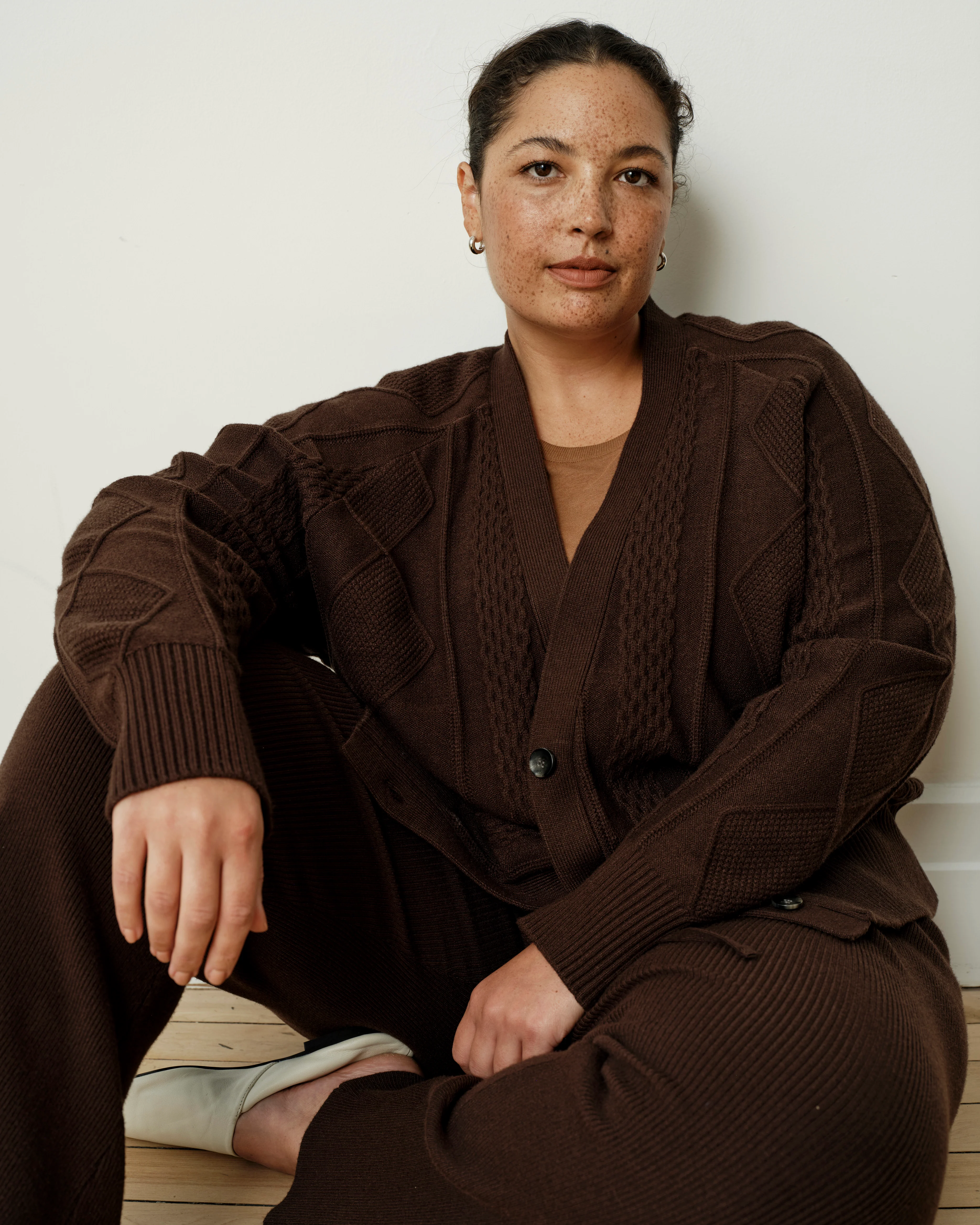Cable Knit Cardigan - Espresso - Image 4