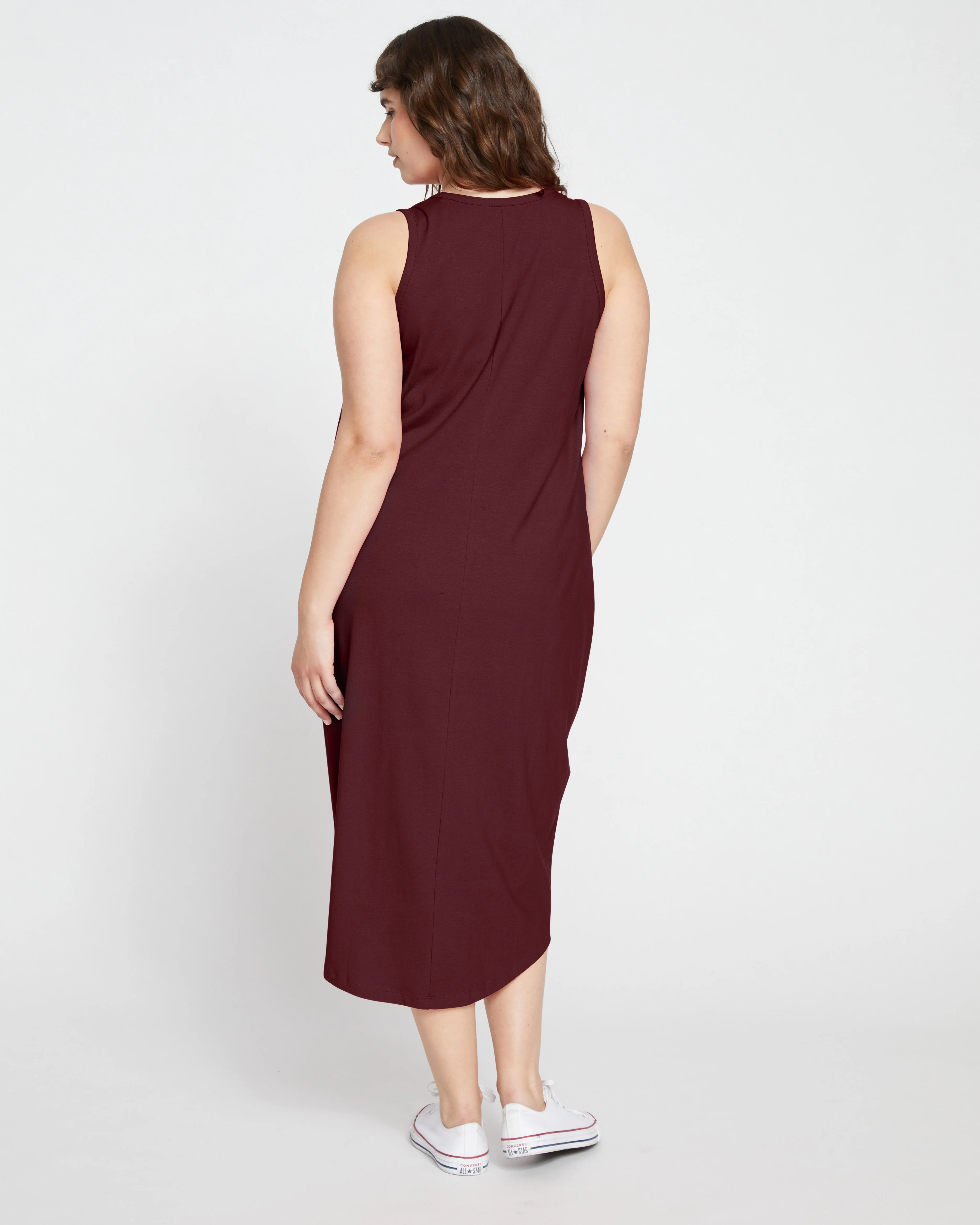 Cai High Neck Tank Dress - Black Cherry - Image 2
