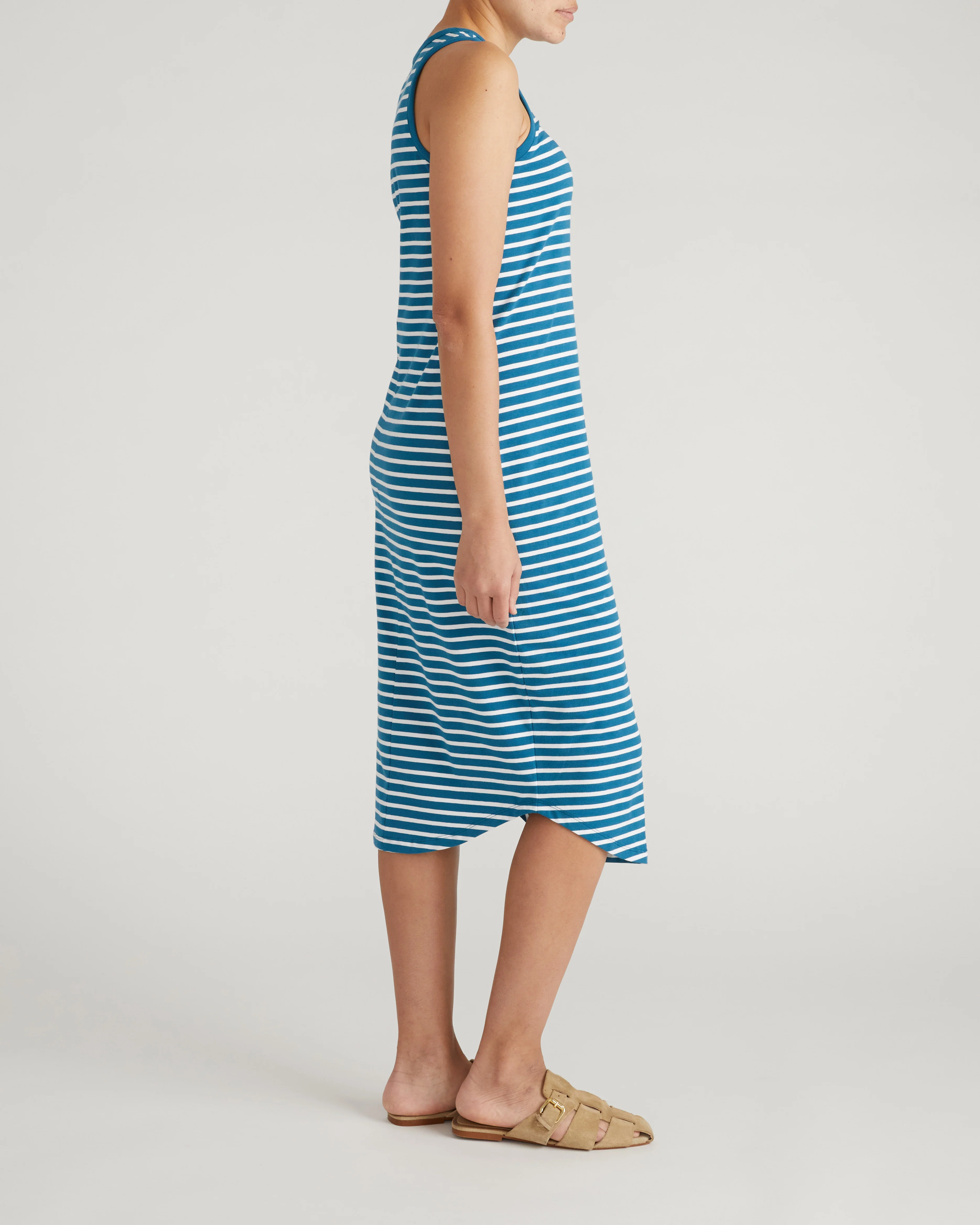 Cai High Neck Tank Dress - Ink Blue/White Stripe - Image 7