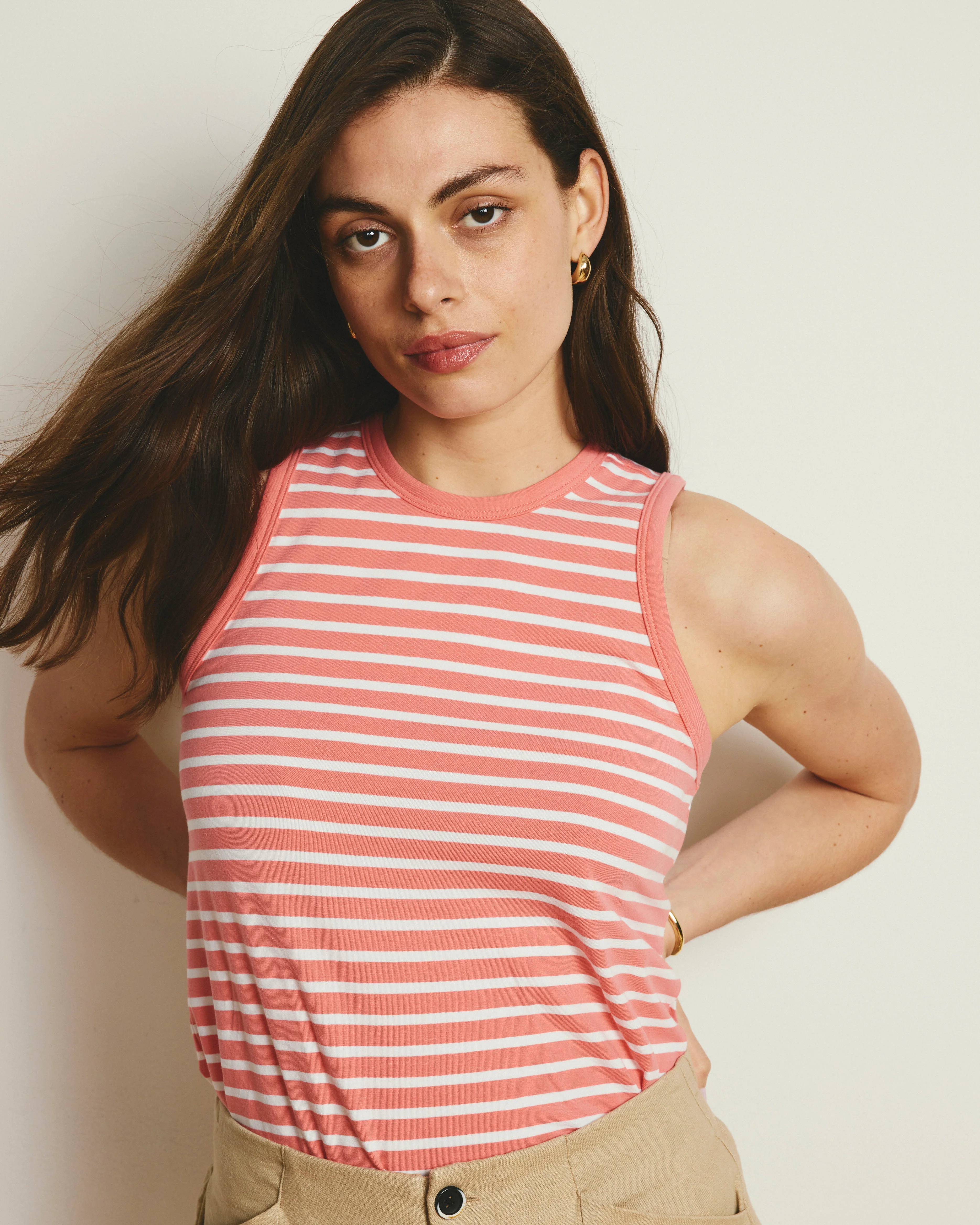 Cai High Neck Tank - Portrait Pink/White Stripe - Image 3