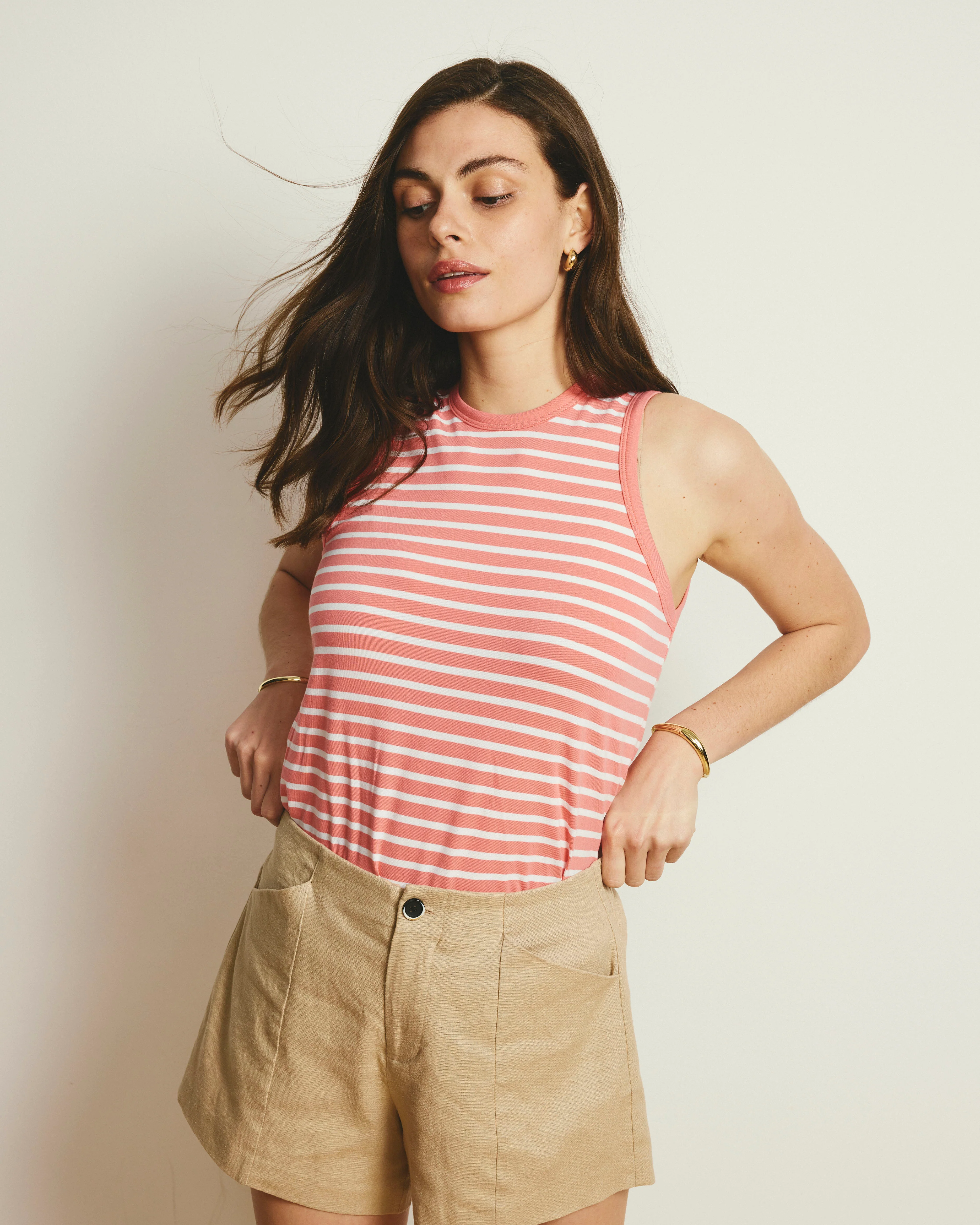Cai High Neck Tank - Portrait Pink/White Stripe - Image 4
