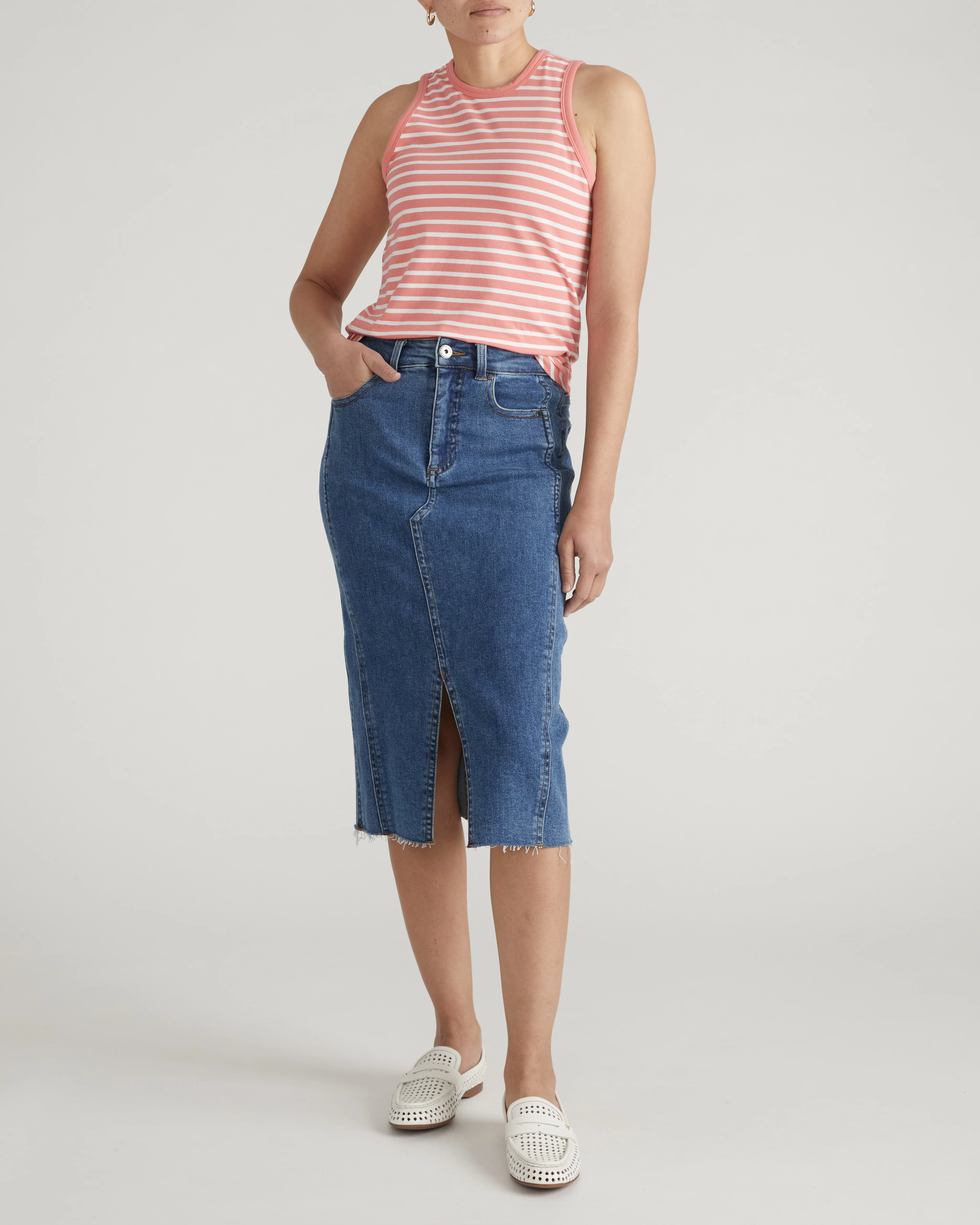 Cai High Neck Tank - Portrait Pink/White Stripe - Image 5