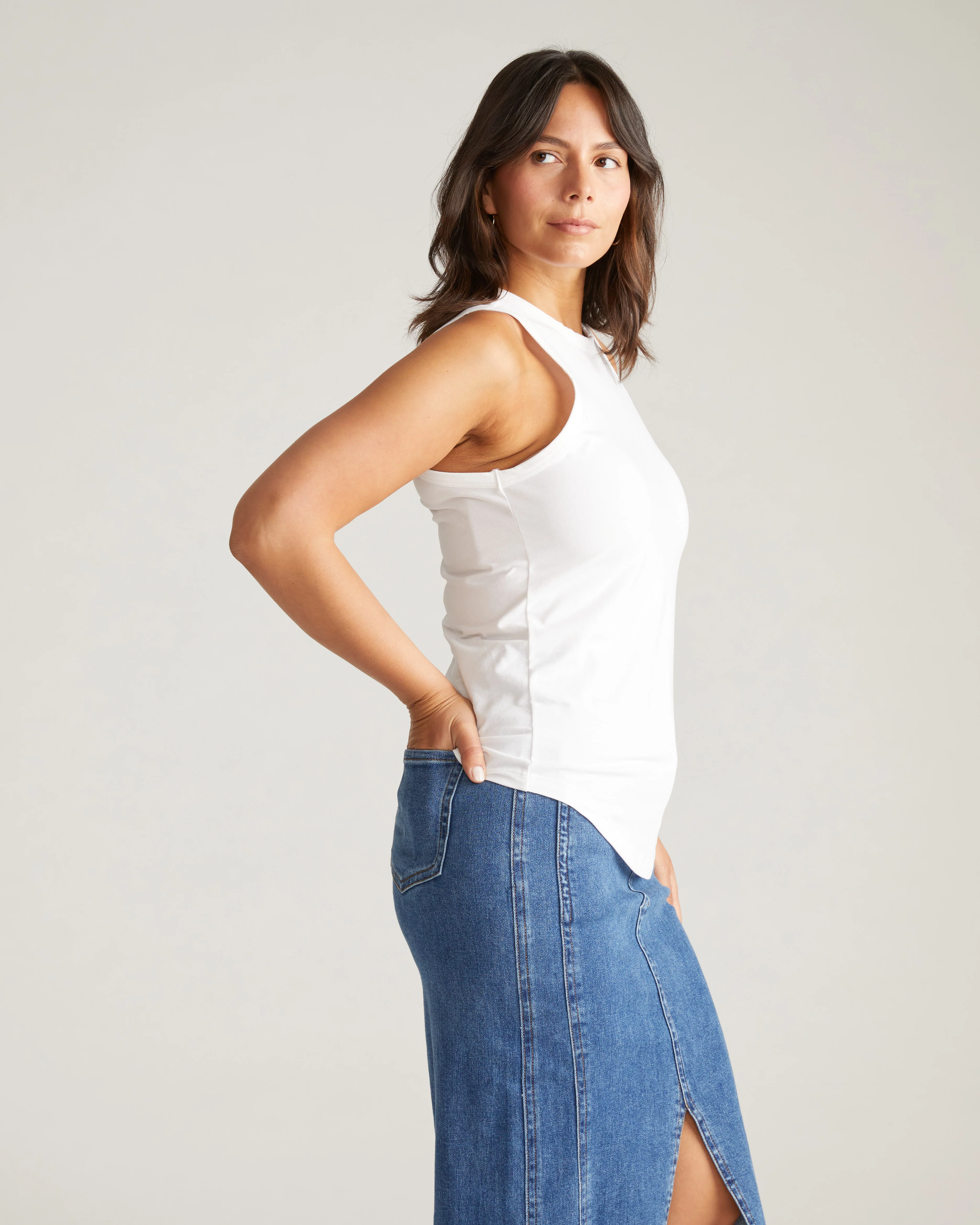 Cai High Neck Tank - White - Image 2