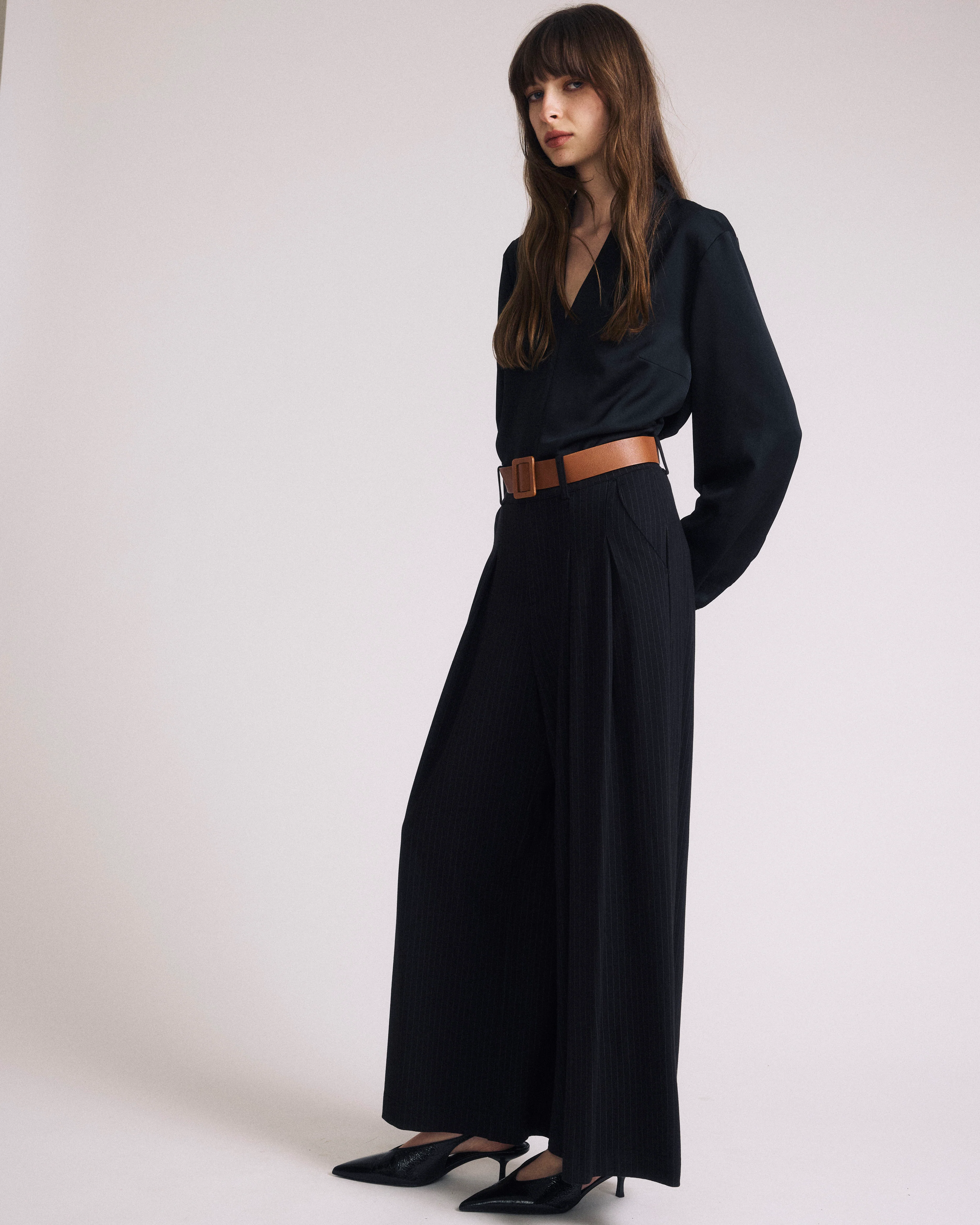 Cambria Soft Satin Blouse - Black - Image 2
