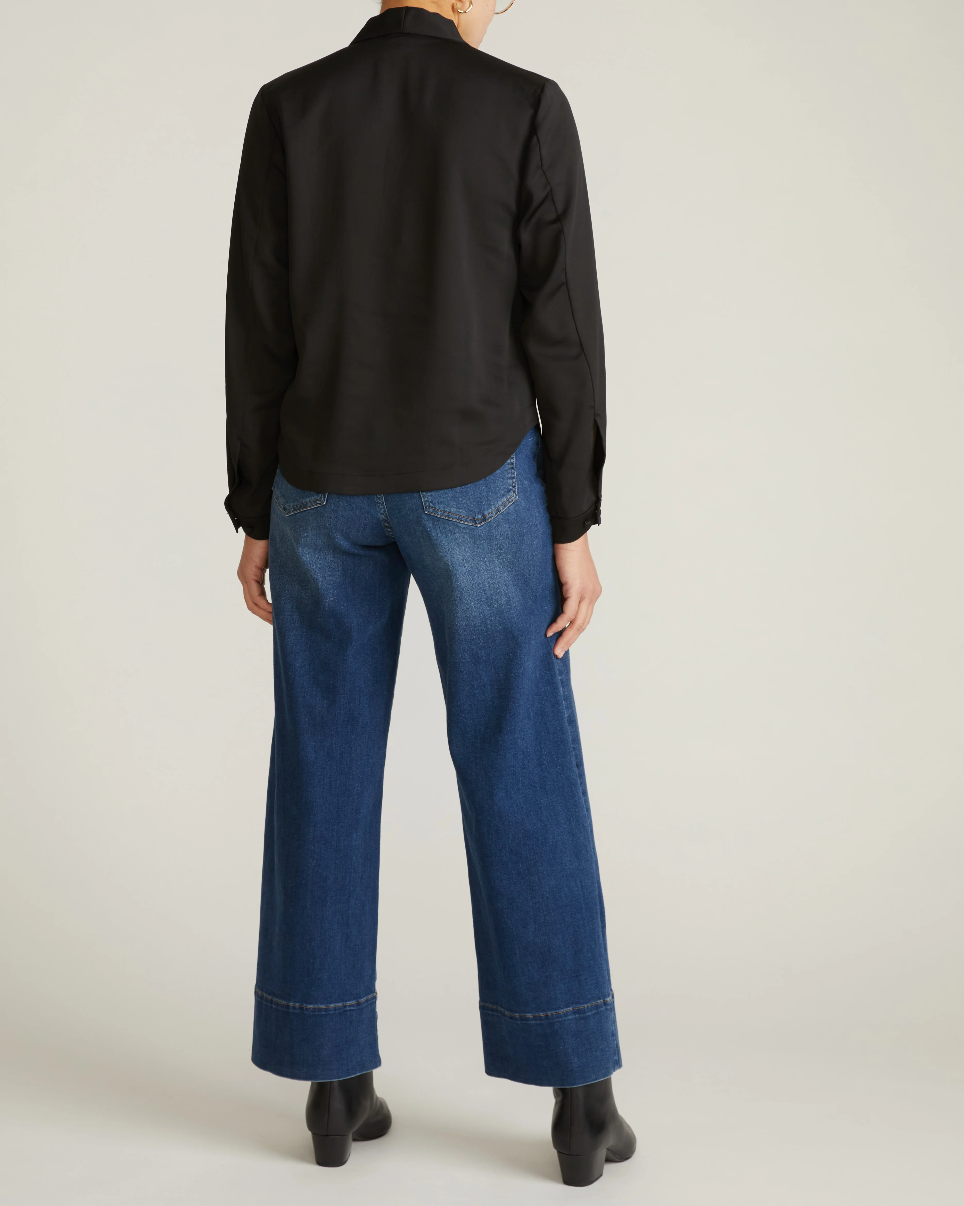 Cambria Soft Satin Blouse - Black - Image 5