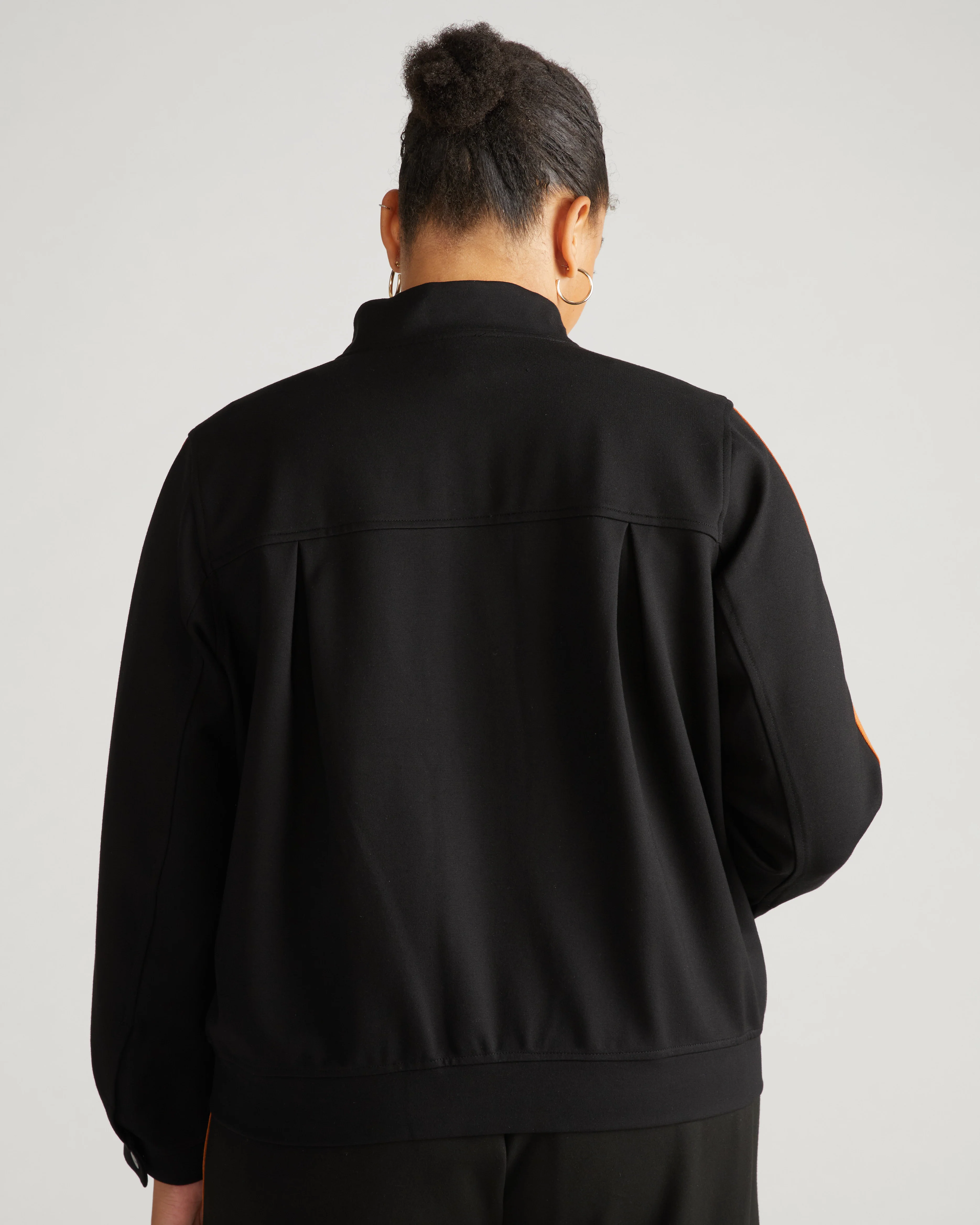 Camden Ponte Bomber Jacket - Black with Ochre/White Stripe - Image 4