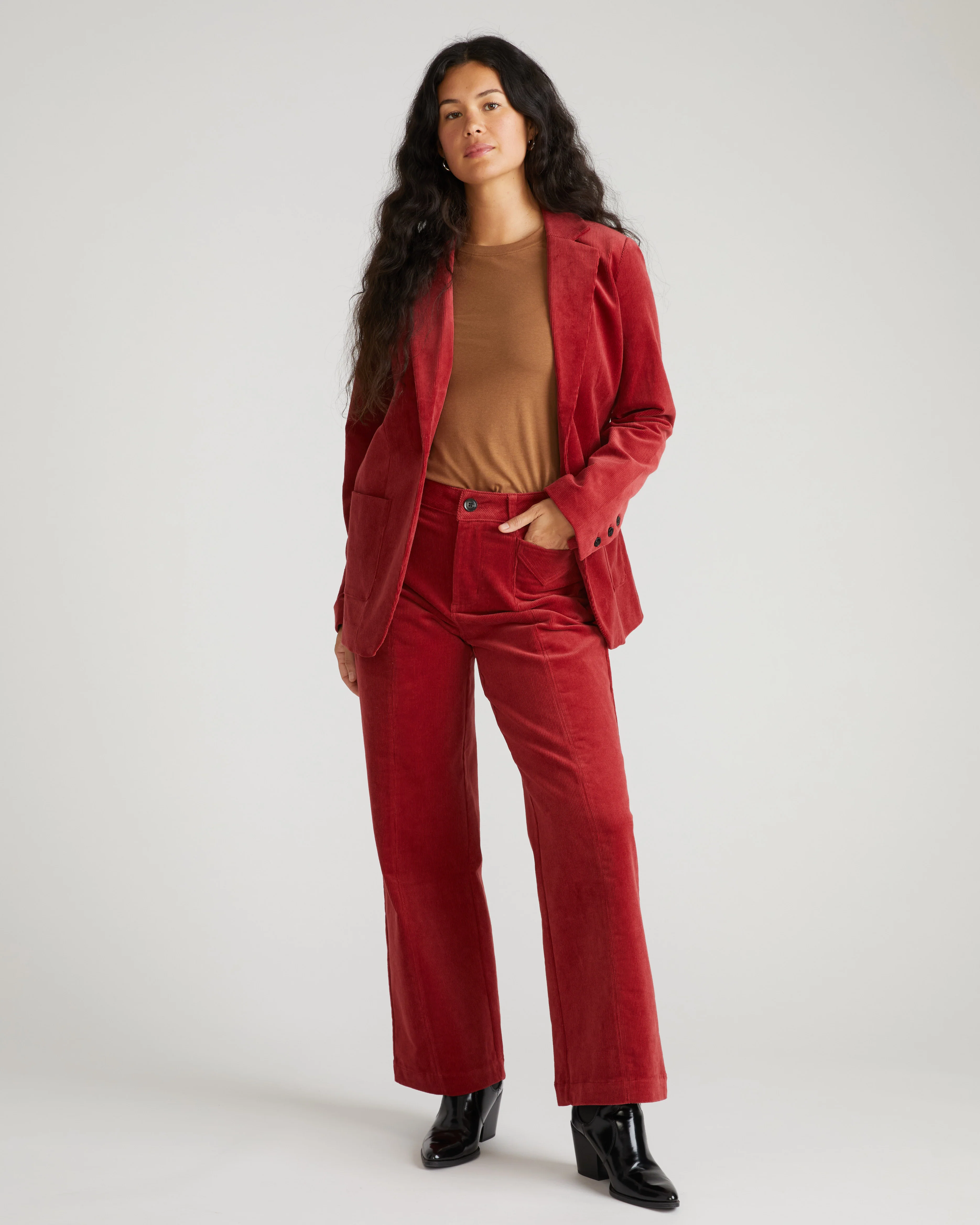 Camila Wide Leg Corduroy Pants - Autumnal Red - Image 3