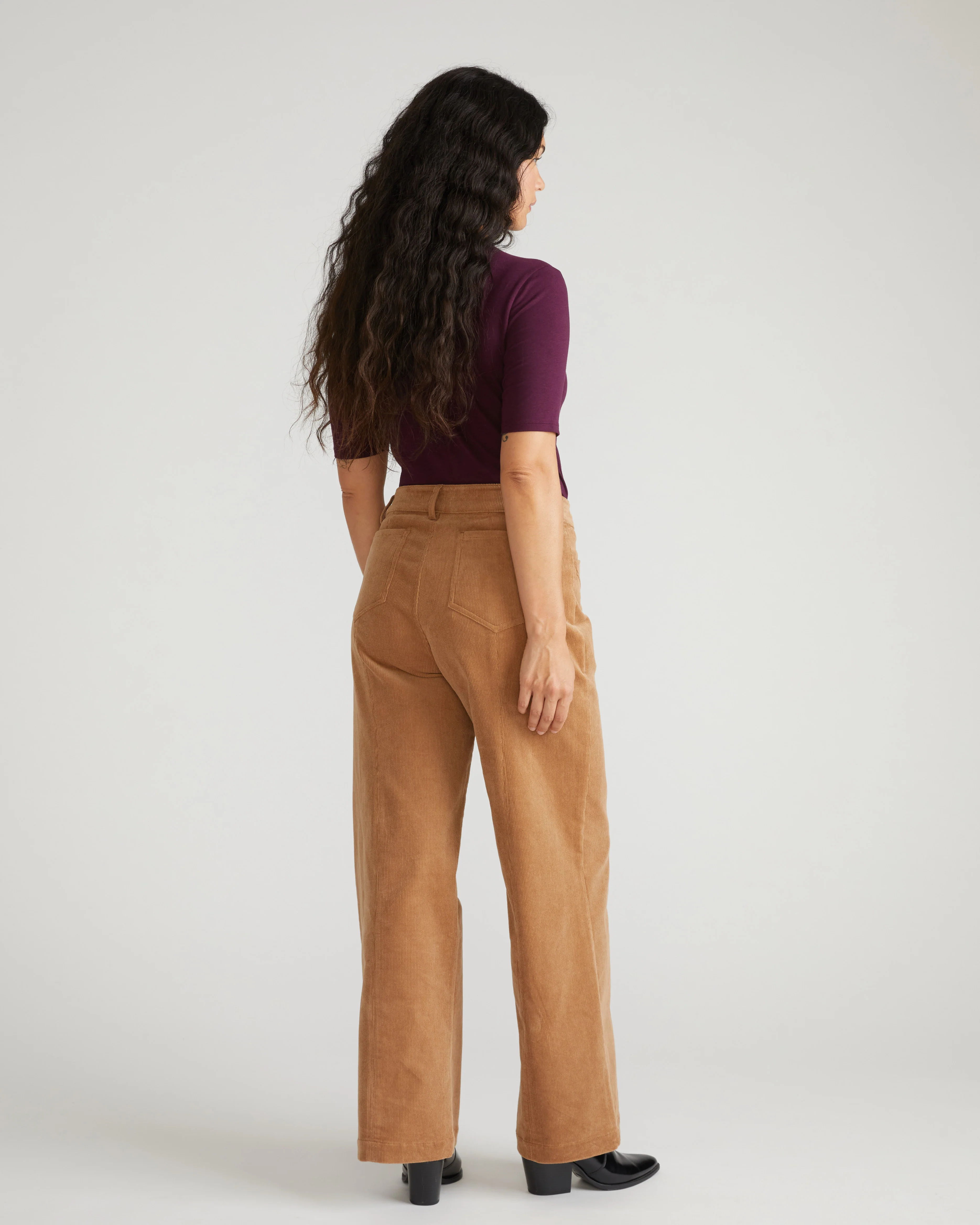 Camila Wide Leg Corduroy Pants - Classic Camel - Image 8
