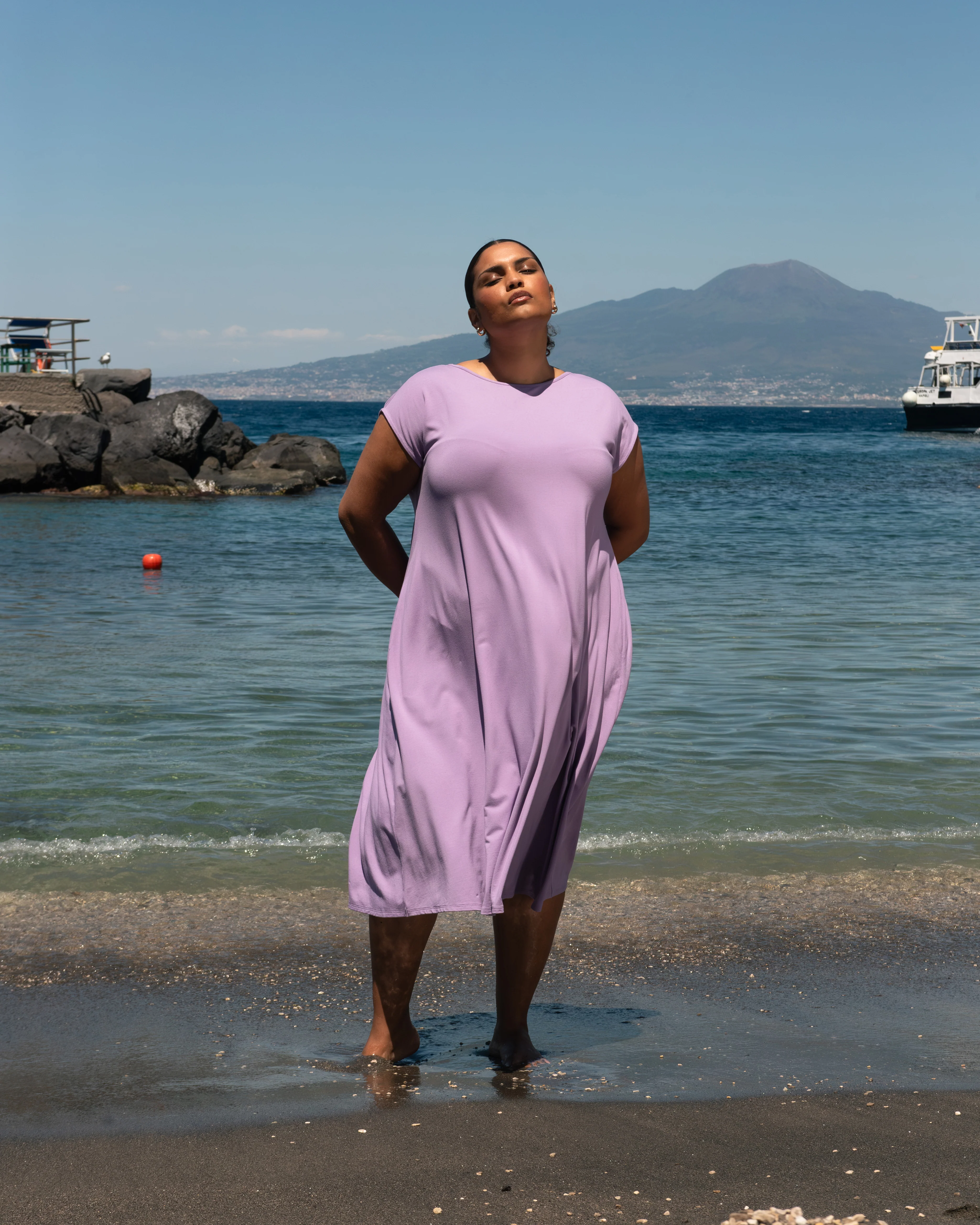 Capri Divine Jersey Flared Dress - Spring Iris - Image 3