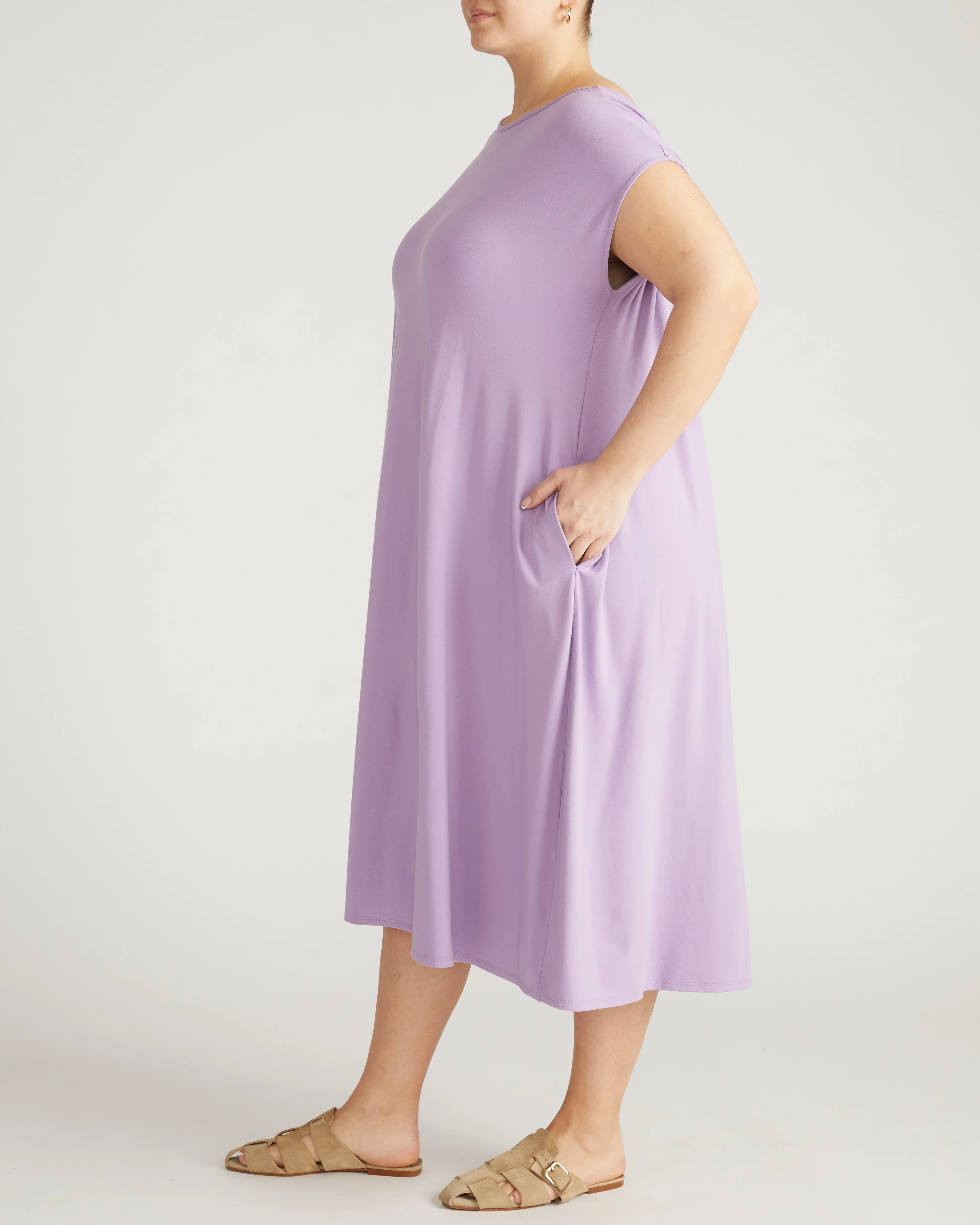 Capri Divine Jersey Flared Dress - Spring Iris - Image 7