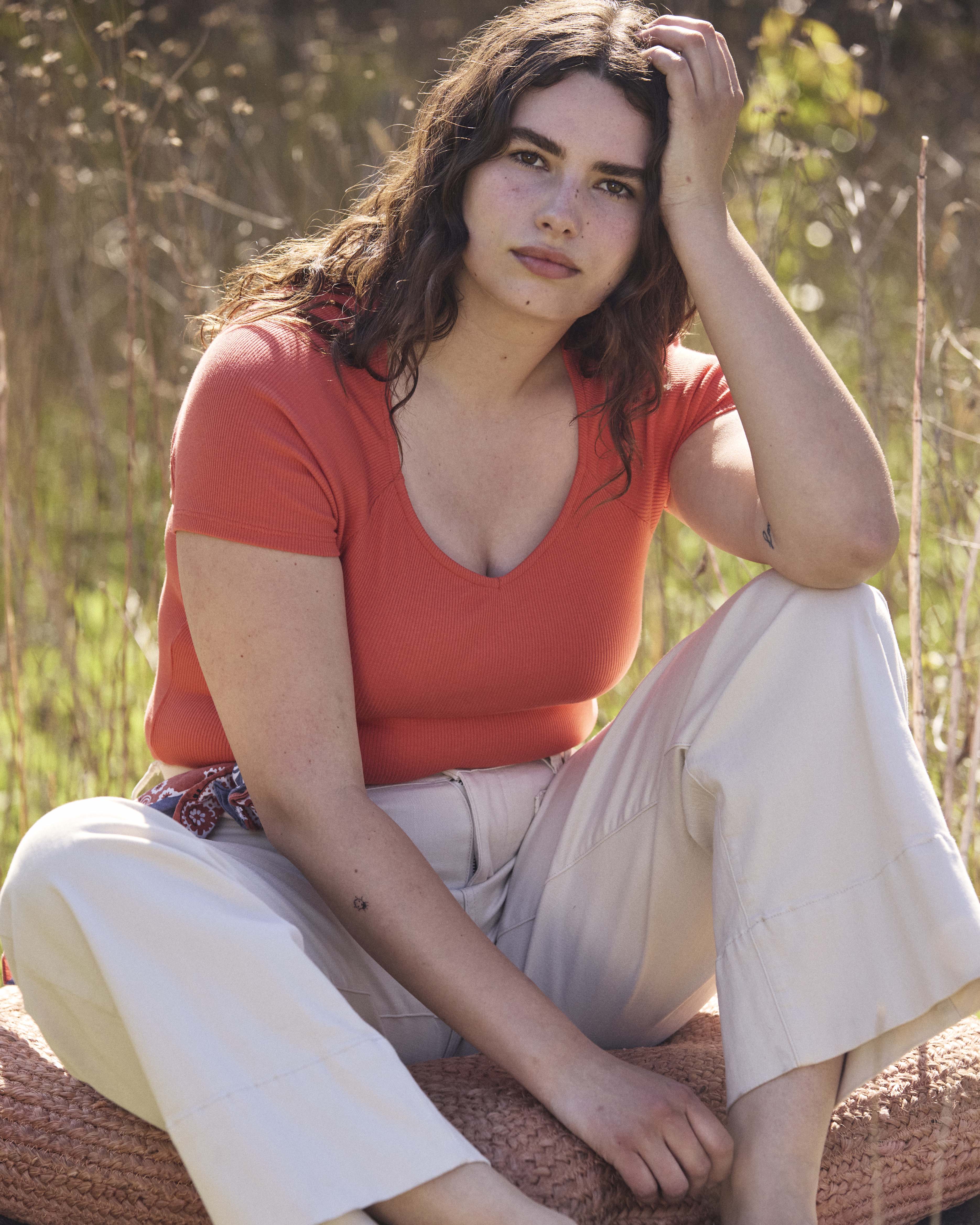 Carey Ribbed Sweetheart Tee - Coral Reef - Image 6