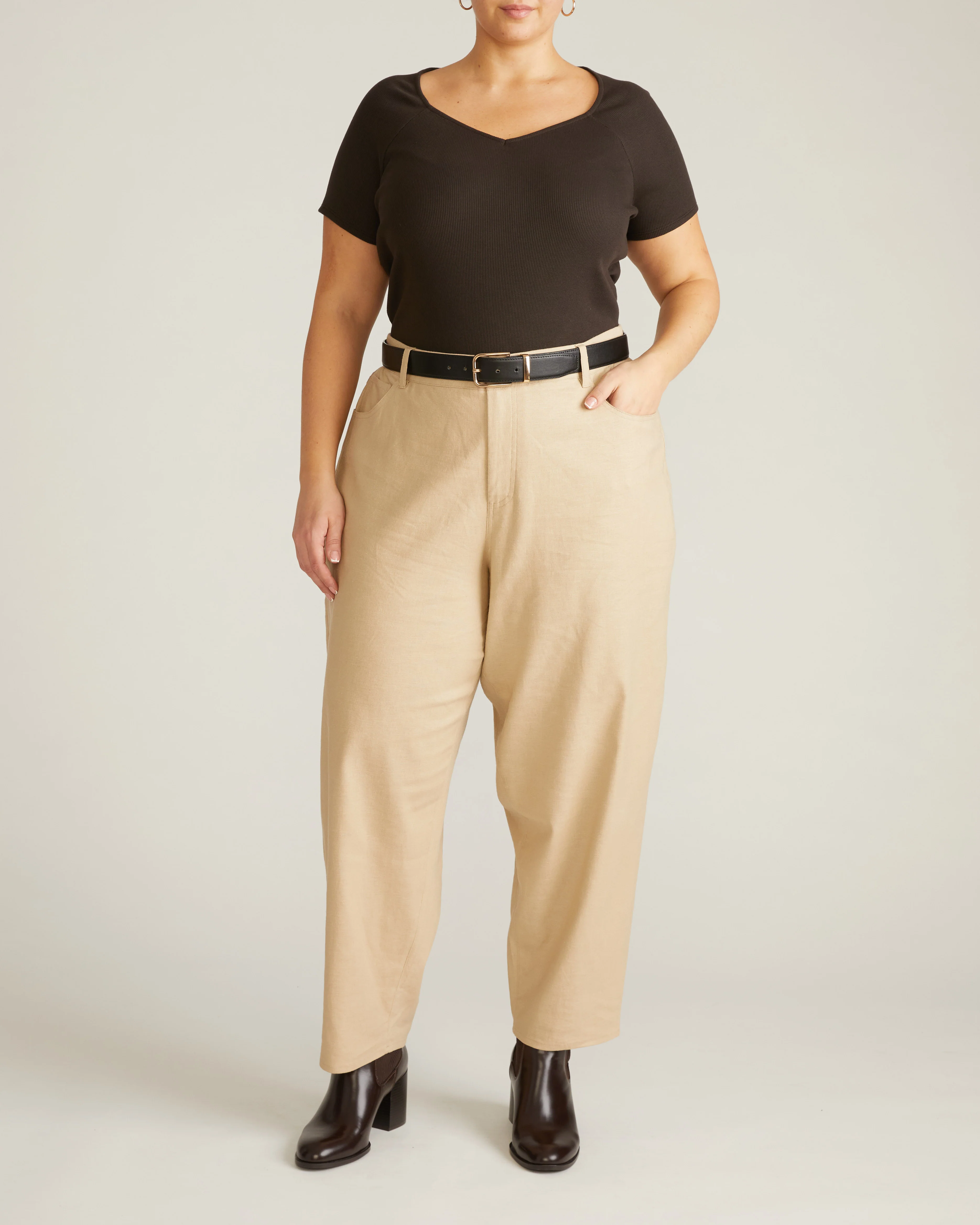 Carey Ribbed Sweetheart Tee - Espresso - Image 6