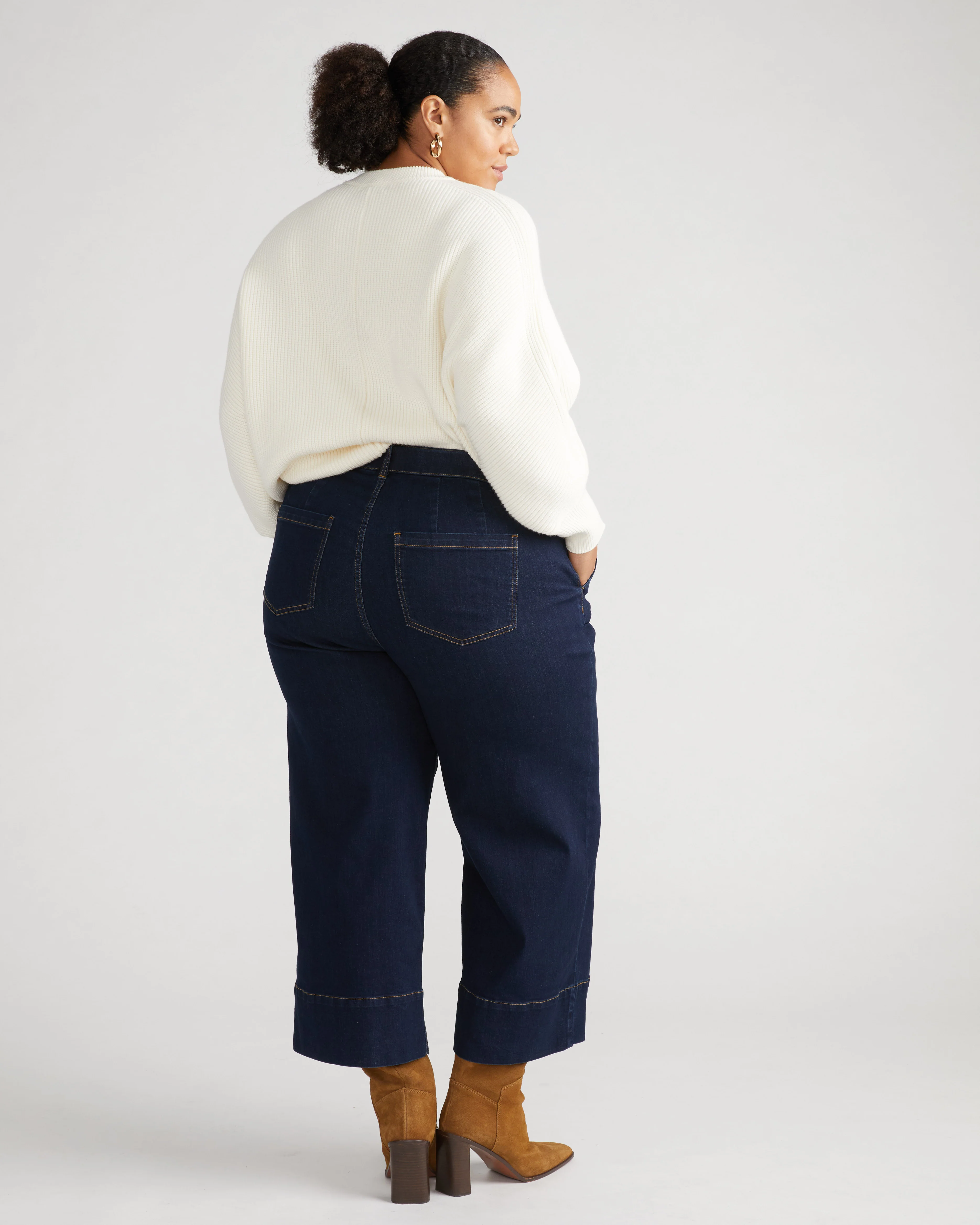 Carol High Rise Cropped Jeans - Dark Indigo - Image 6