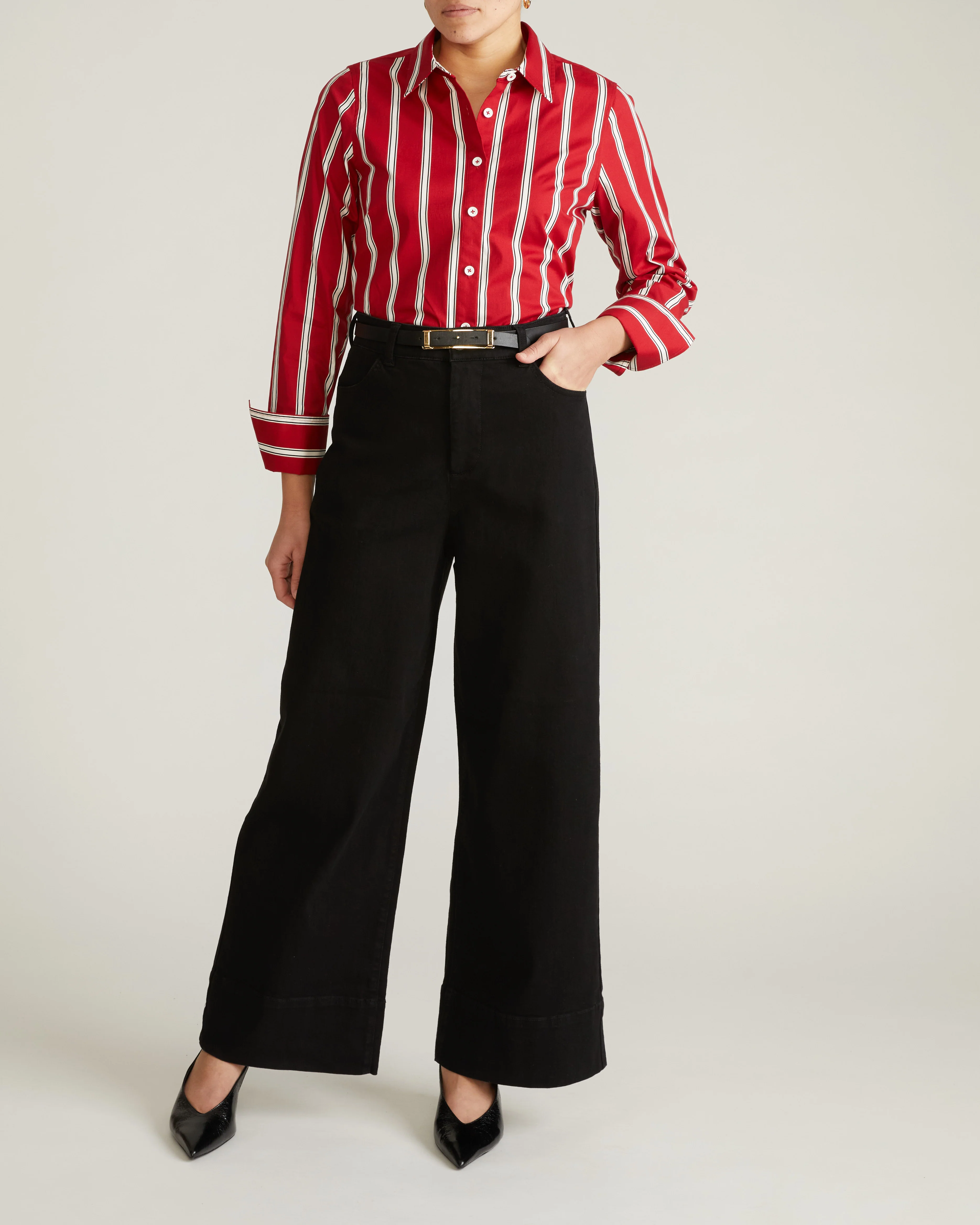 Carrie High Rise Wide Leg Jeans - Jet Black - Image 4
