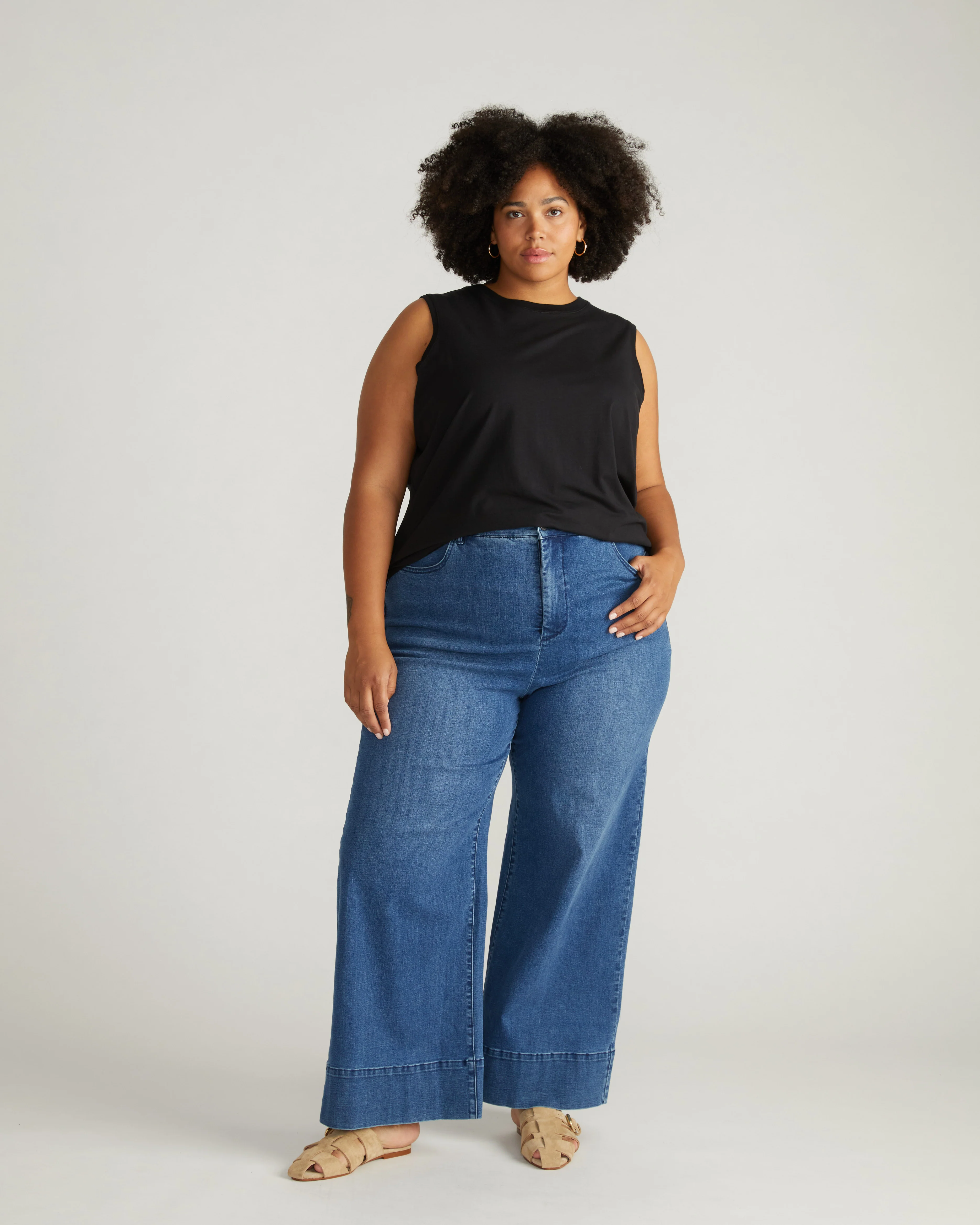 Carrie High Rise Wide Leg Jeans - True Blue - Image 11