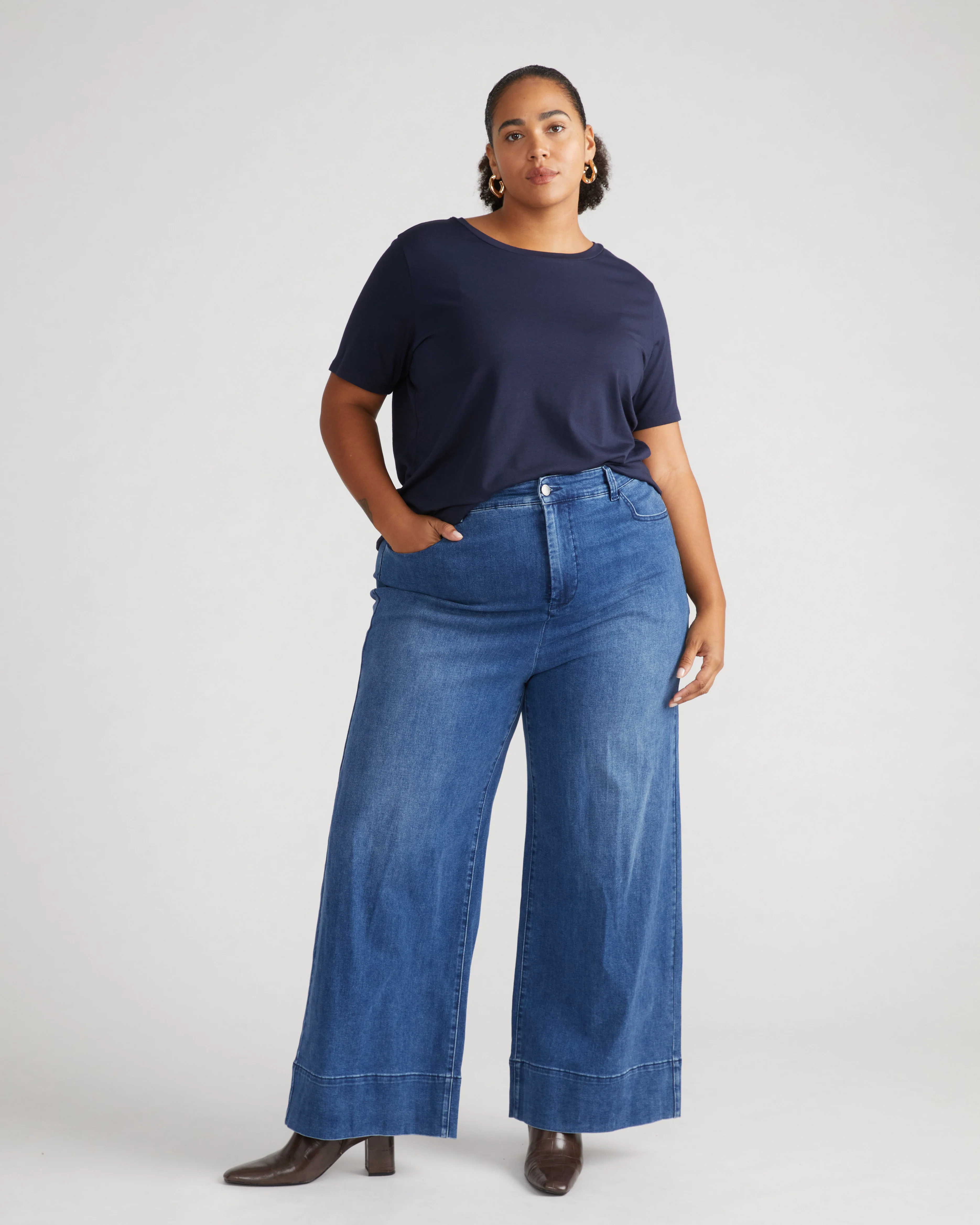 Carrie High Rise Wide Leg Jeans - True Blue - Image 3