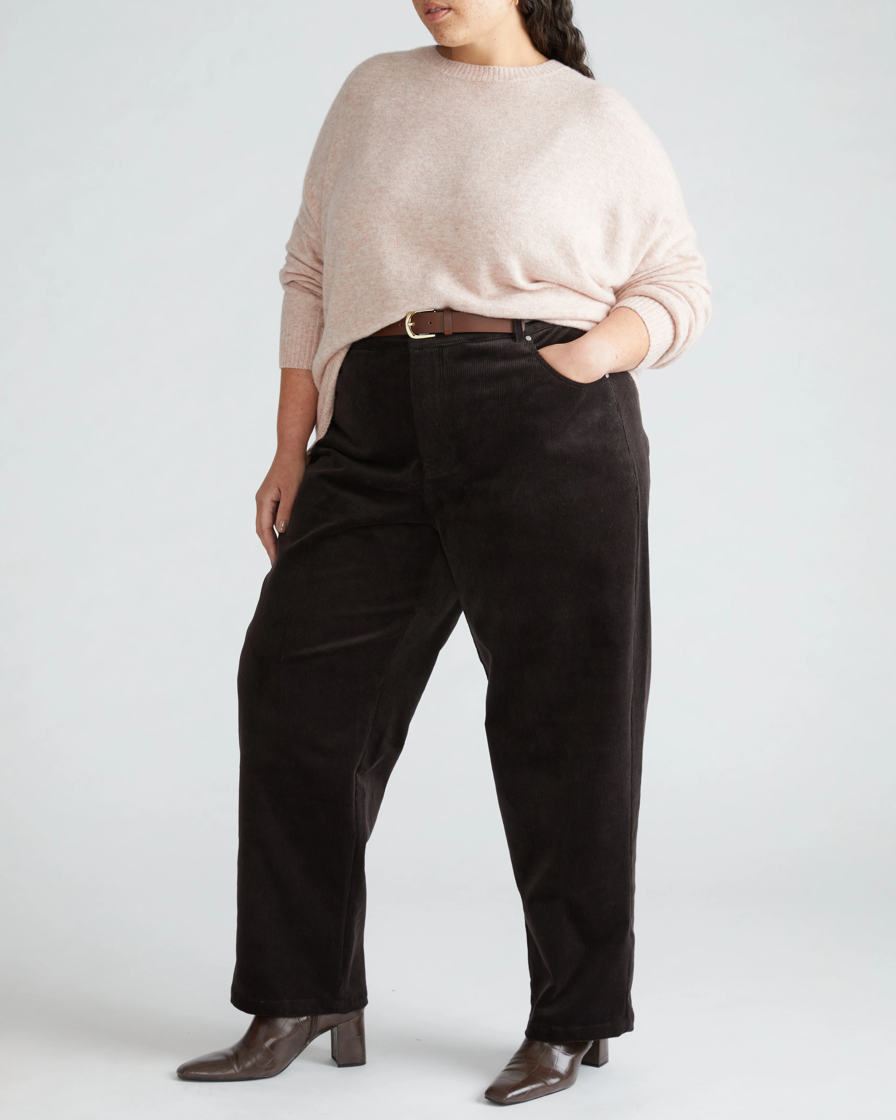Cassidy High Rise Straight Corduroy Pants - Espresso - Image 3