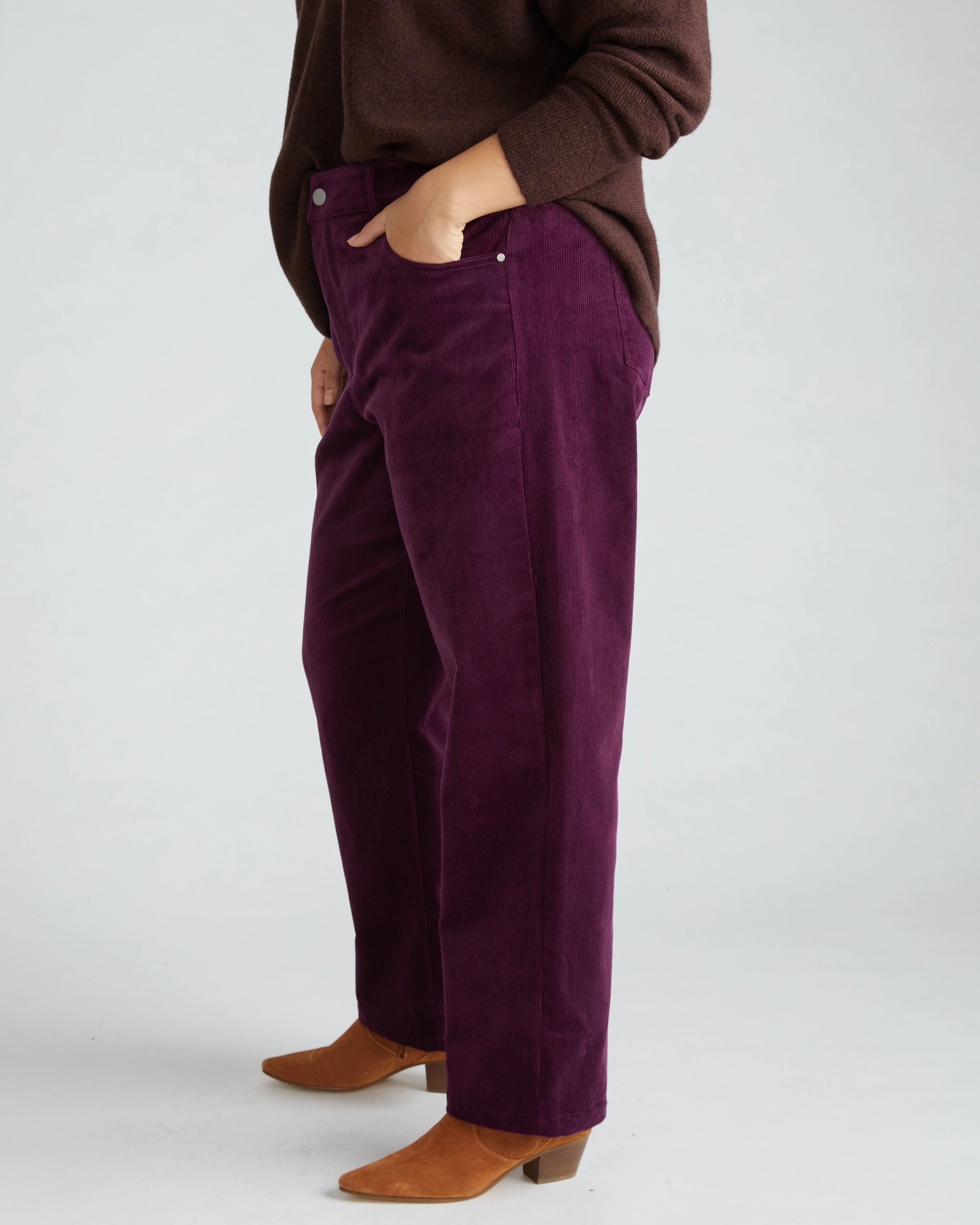 Cassidy High Rise Straight Corduroy Pants - Gamay - Image 2