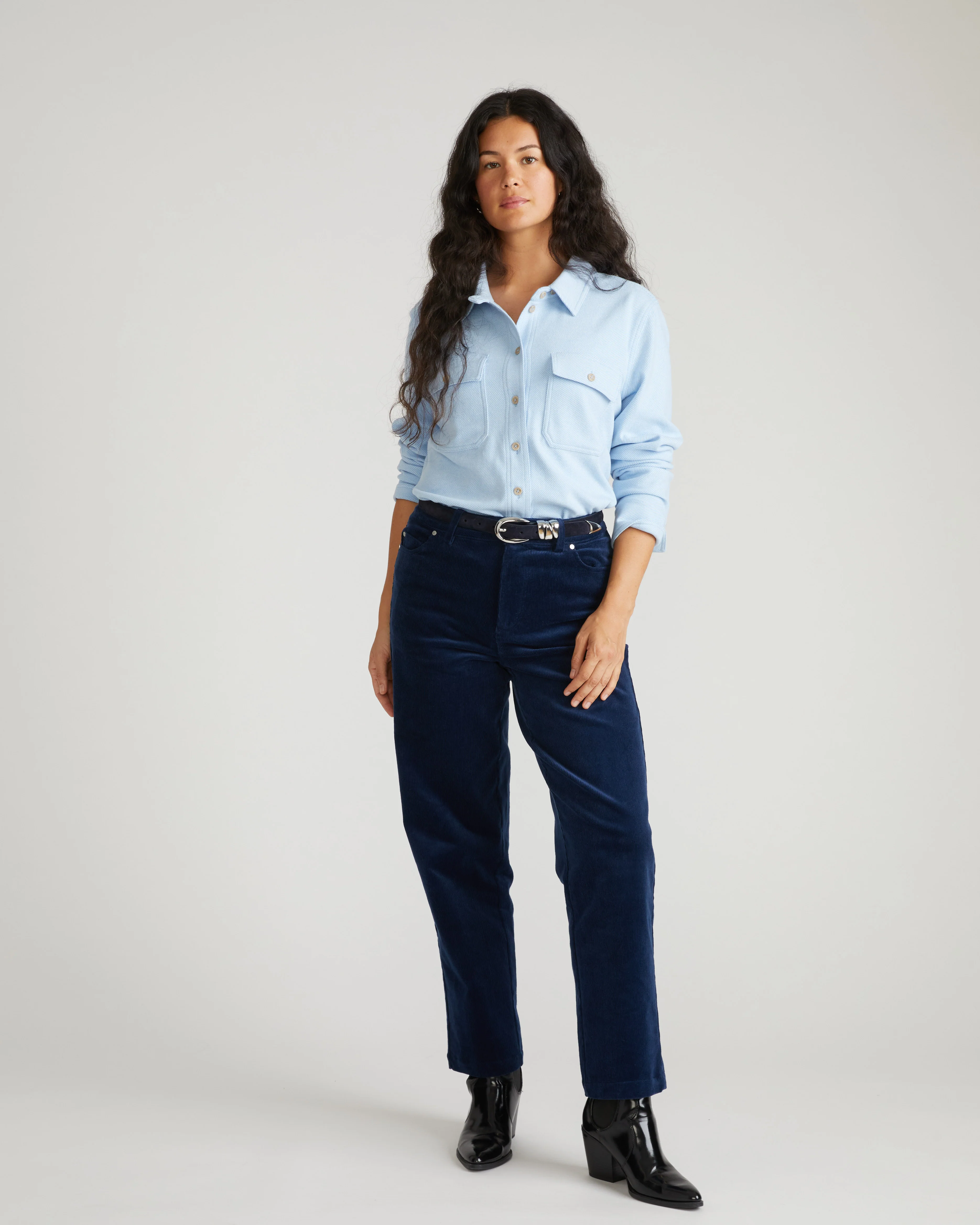 Cassidy High Rise Straight Corduroy Pants - Pageant Blue - Image 4
